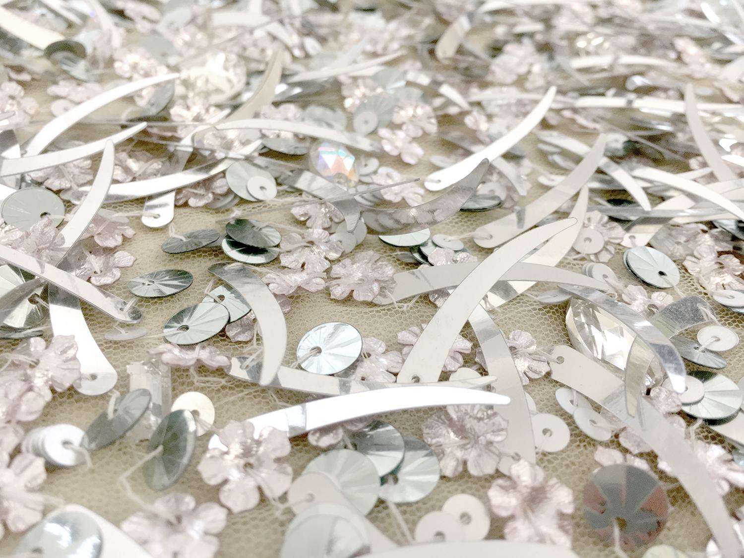 Novelty Sequined Tulle with Ostrich Feather Border3