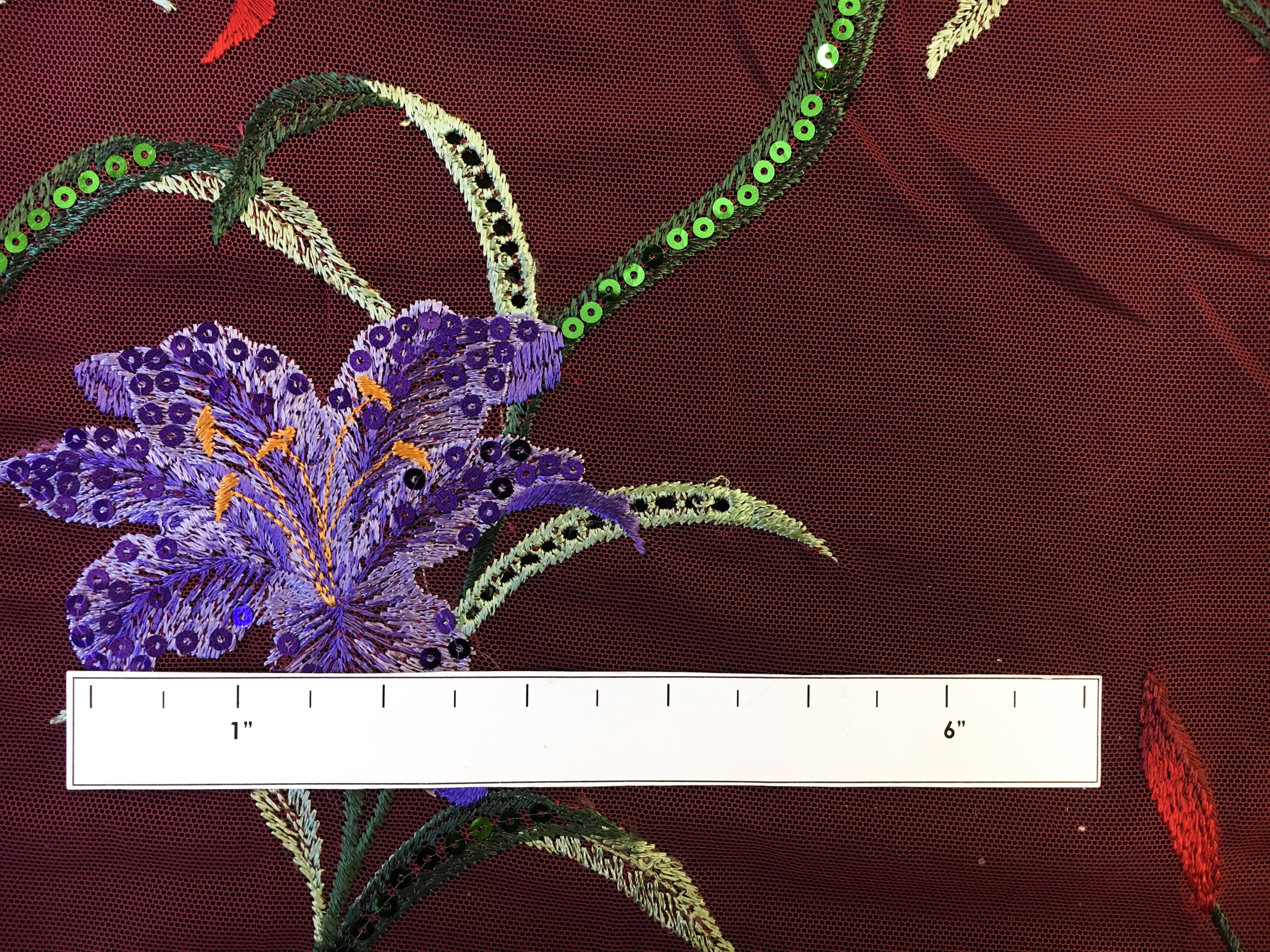 Embroidered Floral Degrade with Sequins on Tulle1