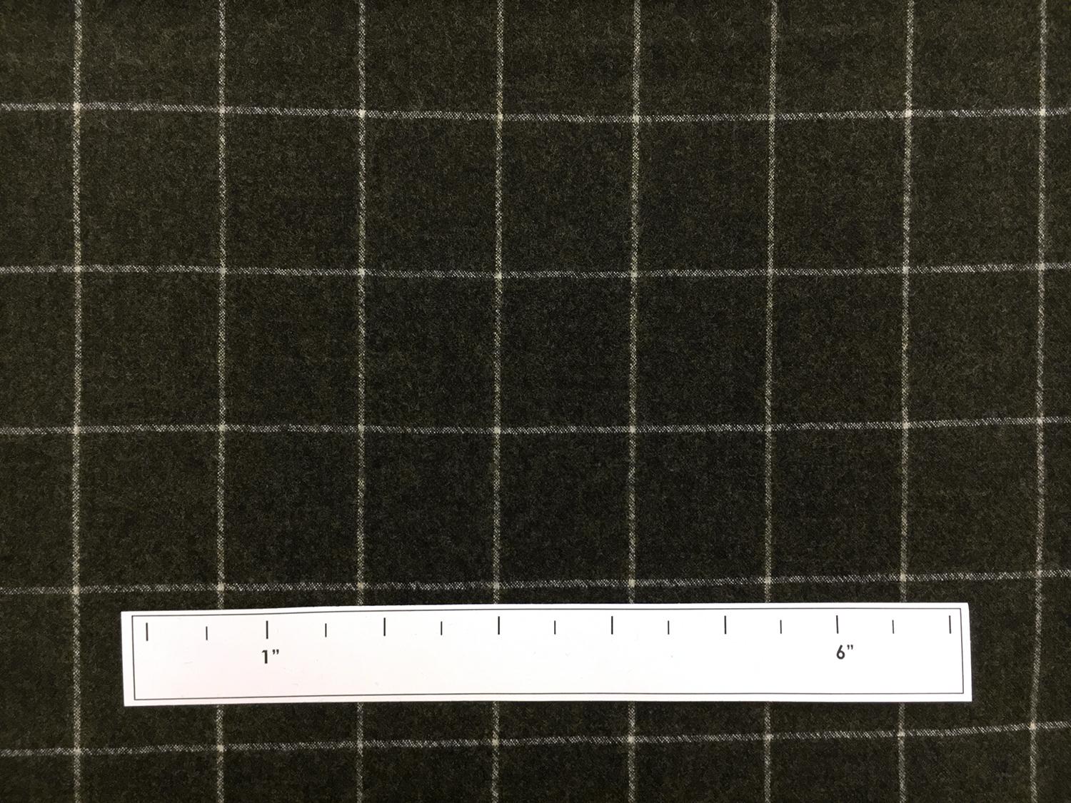 Italian Virgin Wool And Lycra Window Pane Flannel in Moss1