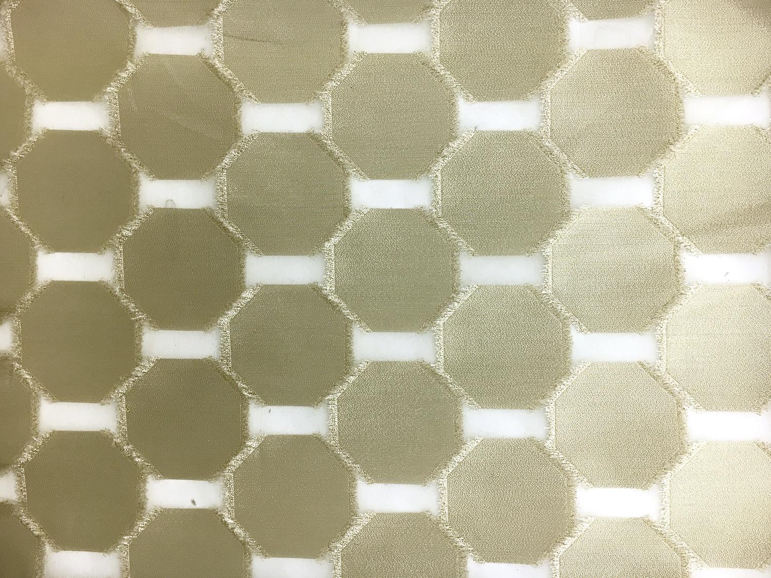 Metallic Geometric Burnout Silk Organza0