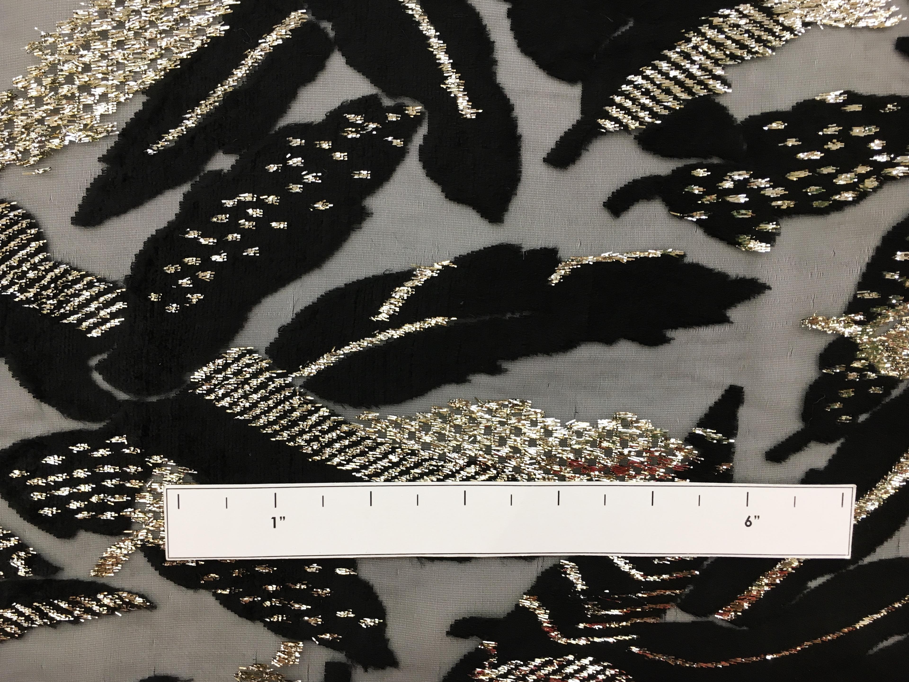 Polyester and Lurex Burnout Velvet with Large Leaves1