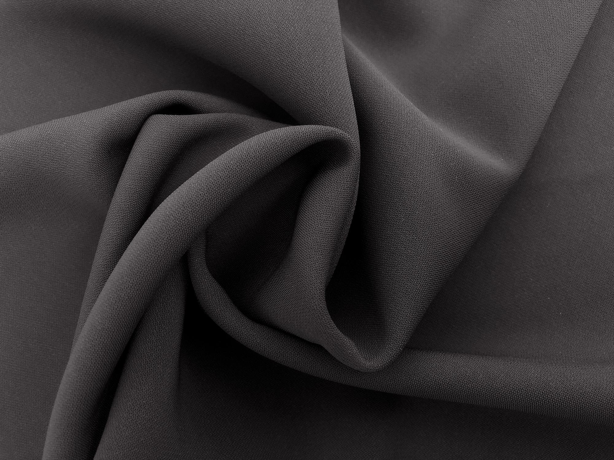Polyester and Spandex Stretch Crepe in Charcoal1