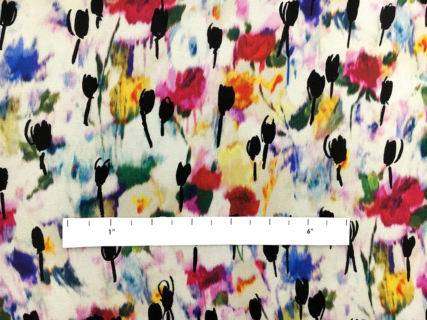 Printed Silk Gazar with Degradé Abstract Tulips2