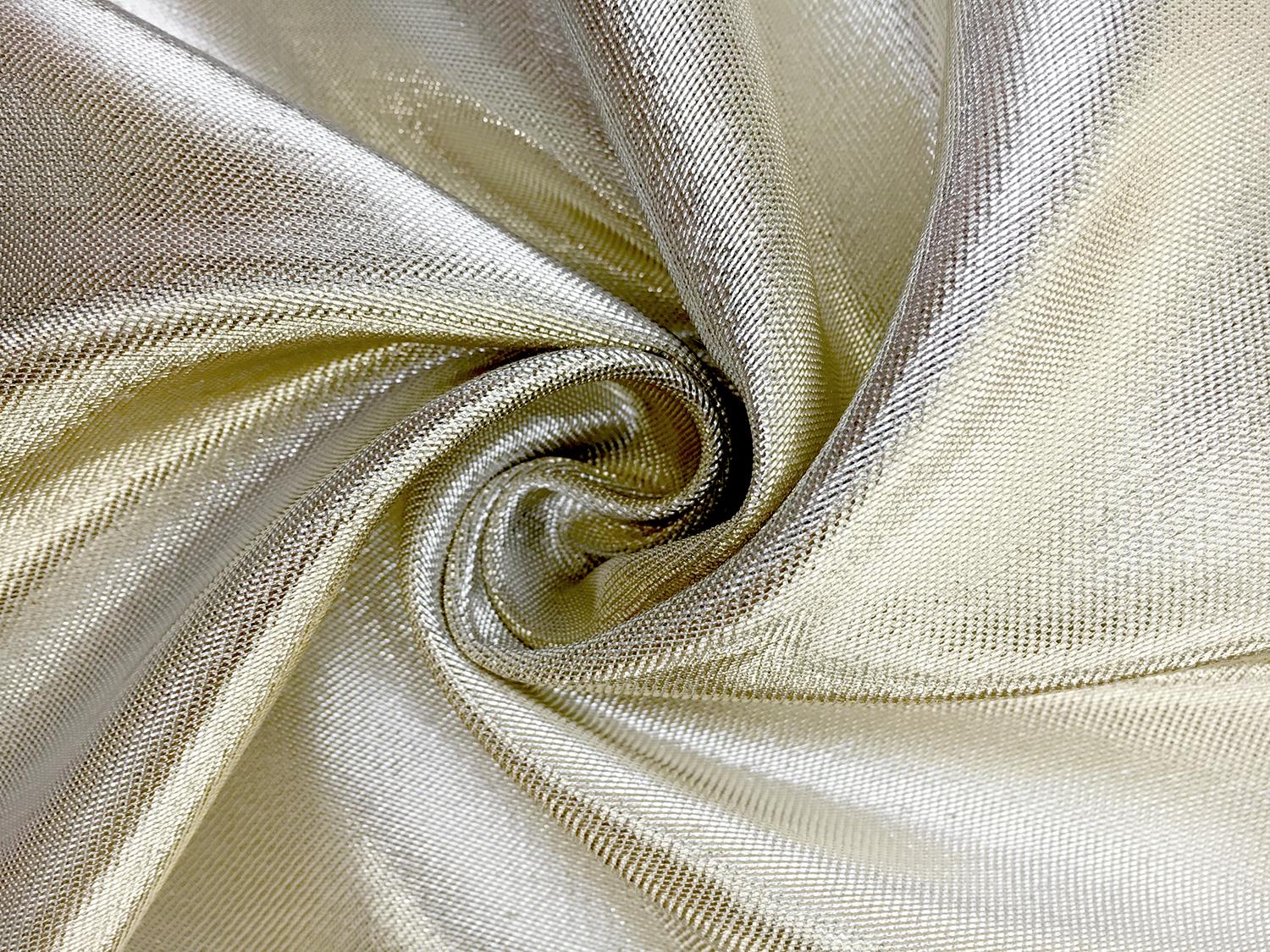 French Cotton Blend Iridescent Metallic Twill in Silver and Gold0