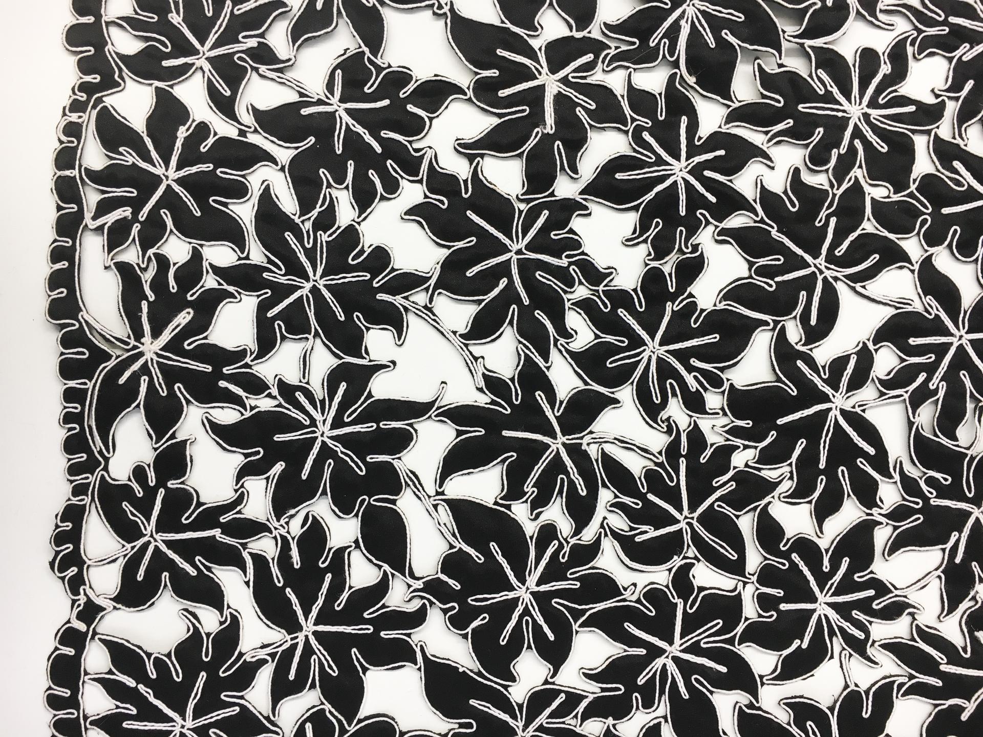 Corded Laser Cut Satin with a Double Scalloped Border0