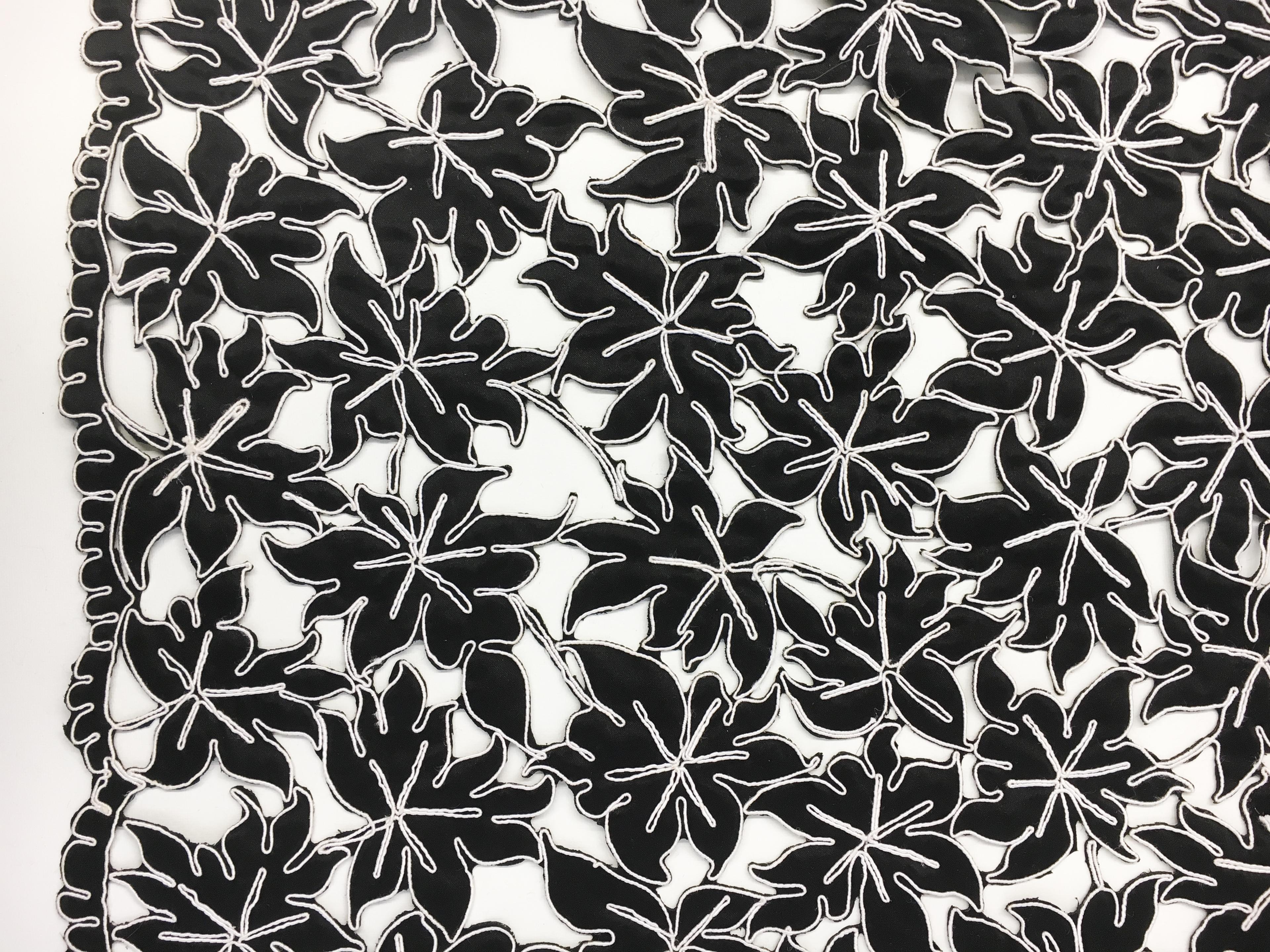 Corded Laser Cut Satin with a Double Scalloped Border0