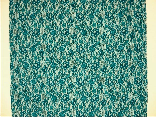 Peacock blue floral Stretch French Chantilly Lace