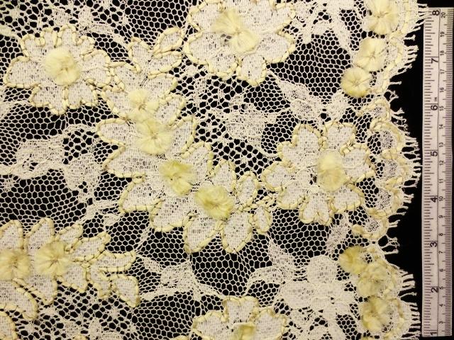 Double scallop ecru floral French Re-embroidered Lace