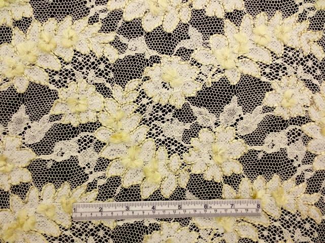 Double scallop ecru floral French Re-embroidered Lace