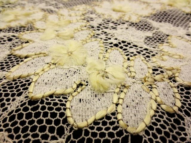 Double scallop ecru floral French Re-embroidered Lace