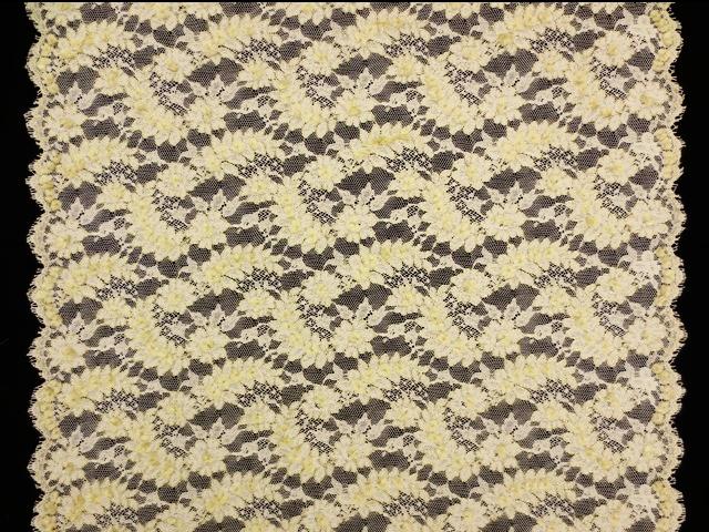 Double scallop ecru floral French Re-embroidered Lace