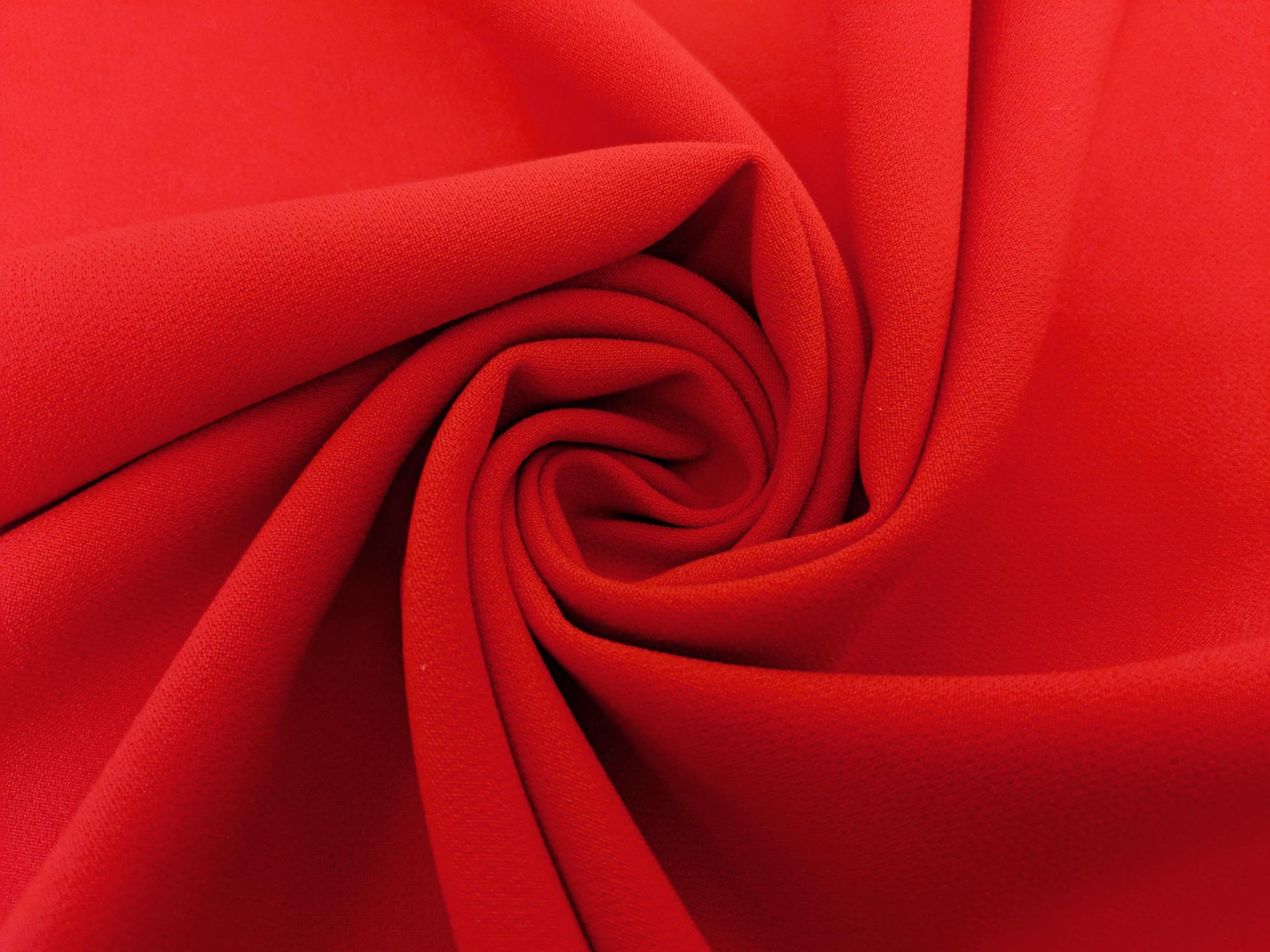 Polyester Stretch Crepe in Bright Red