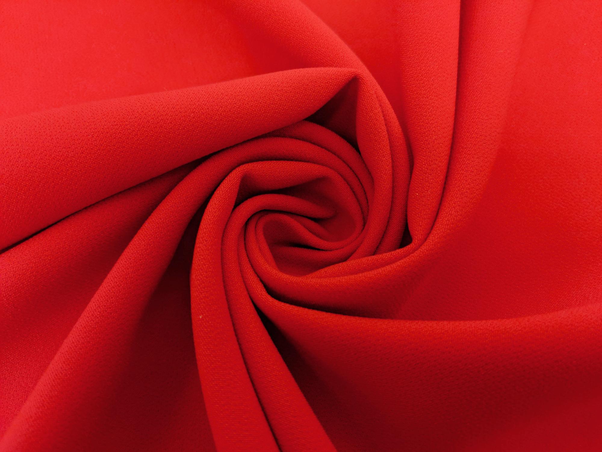 Polyester Stretch Crepe in Bright Red