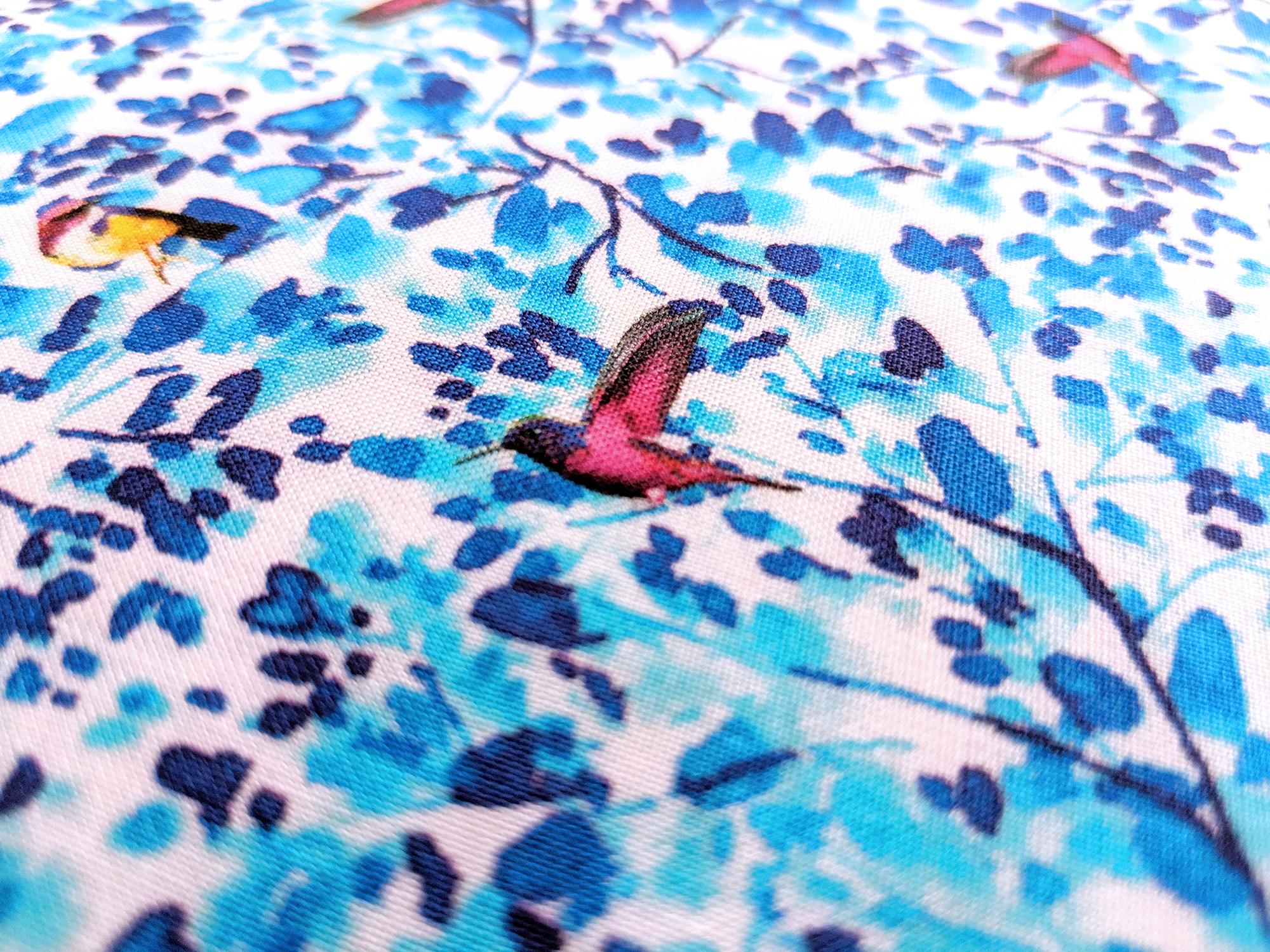 Viscose Print with Small Florals and Birds