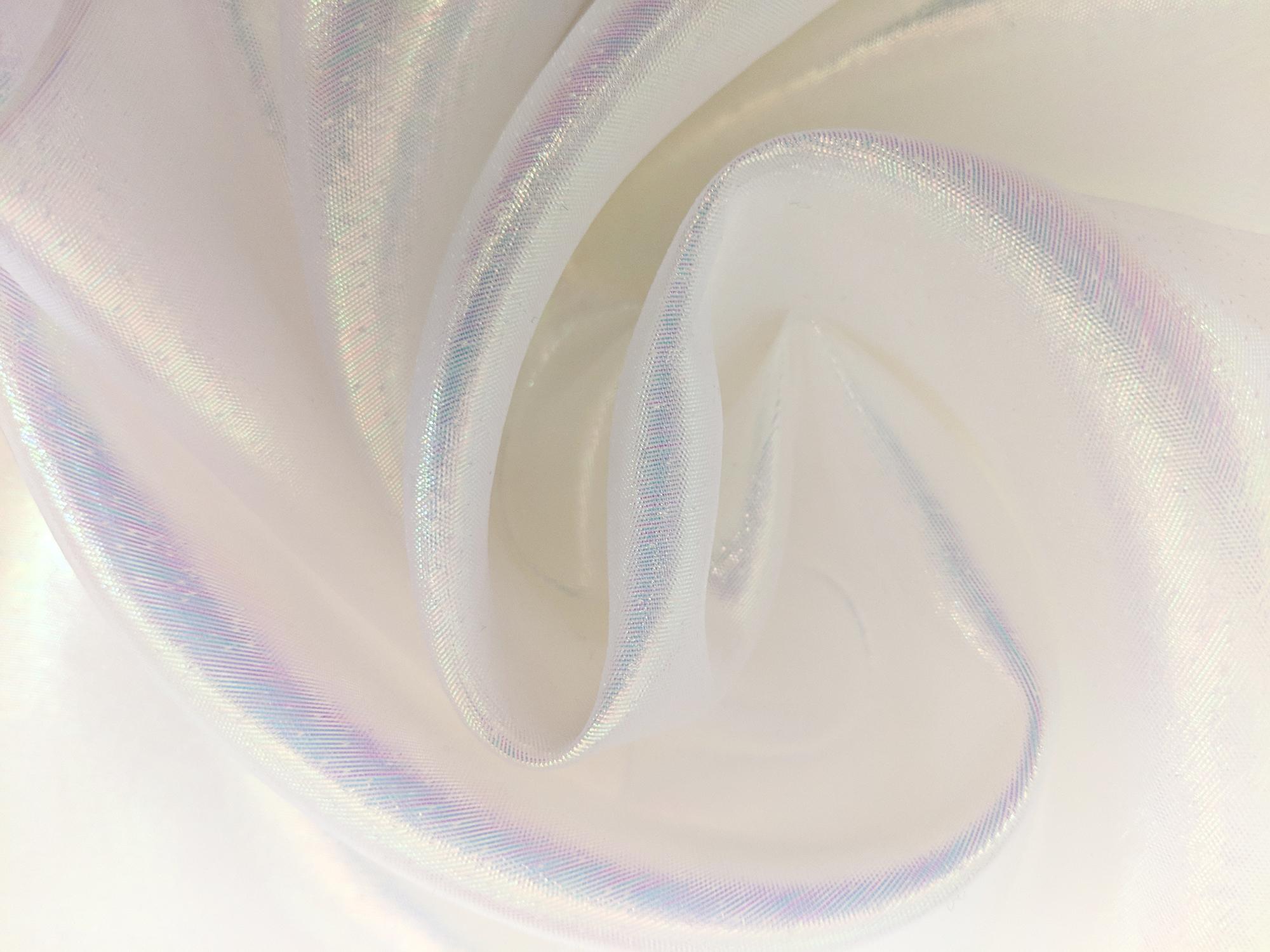 Sheer Opalescent Organza in White