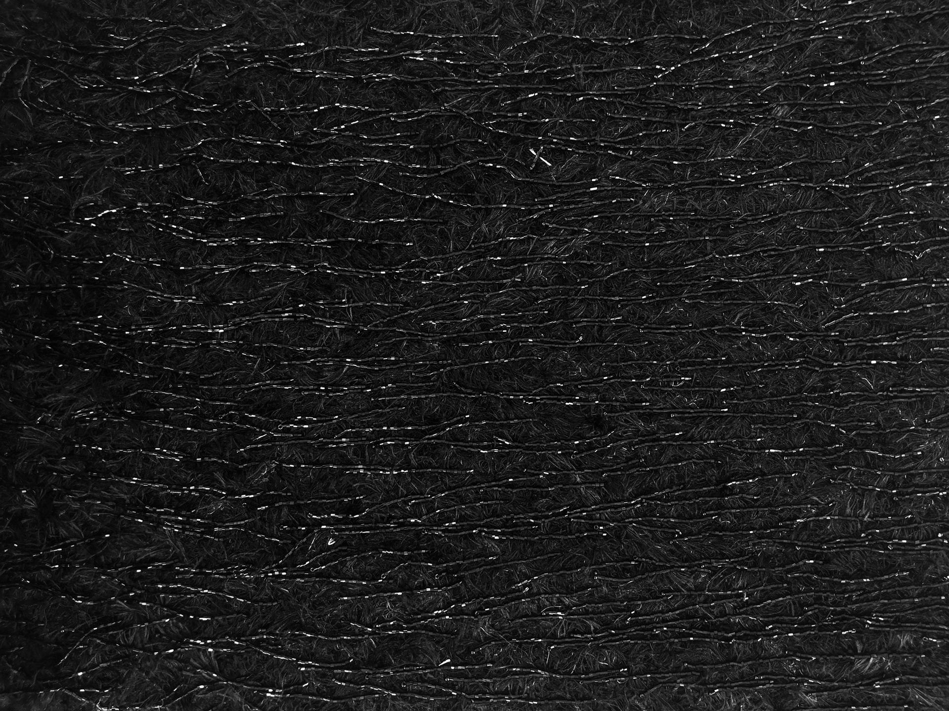 Novelty Bugle Bead Fringe Eyelash on Tulle in Black