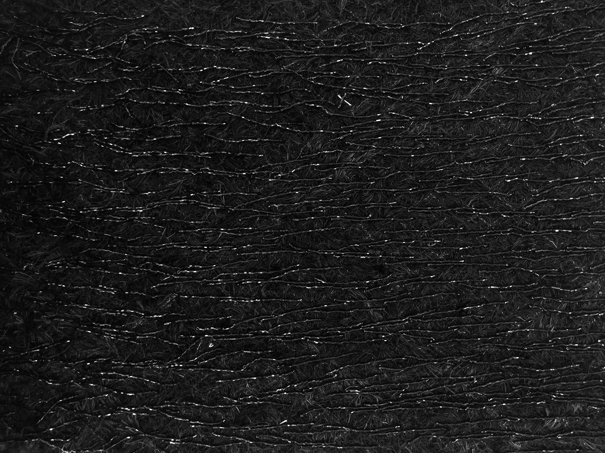 Novelty Bugle Bead Fringe Eyelash on Tulle in Black