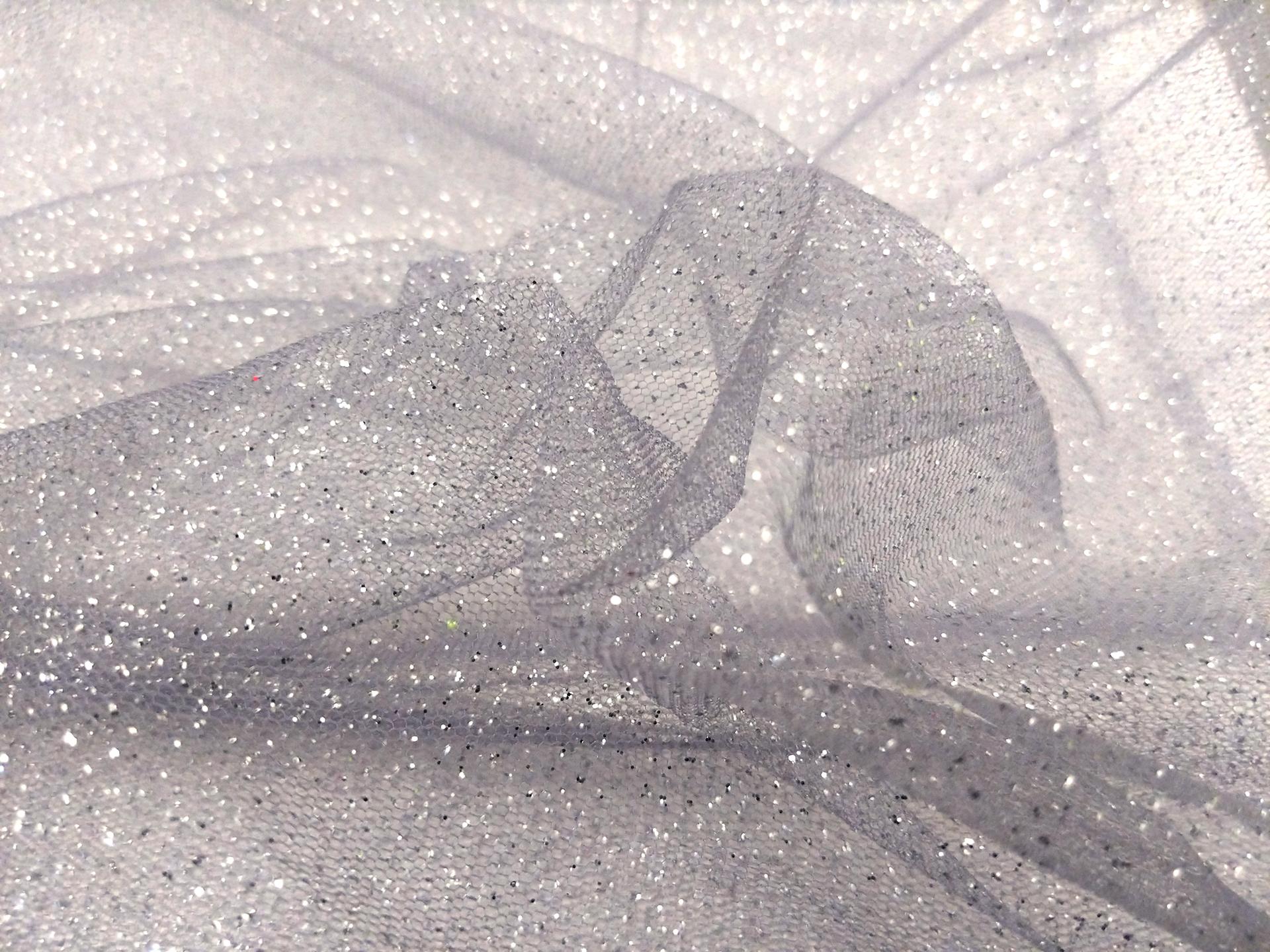 Glitter Tulle In Steel
