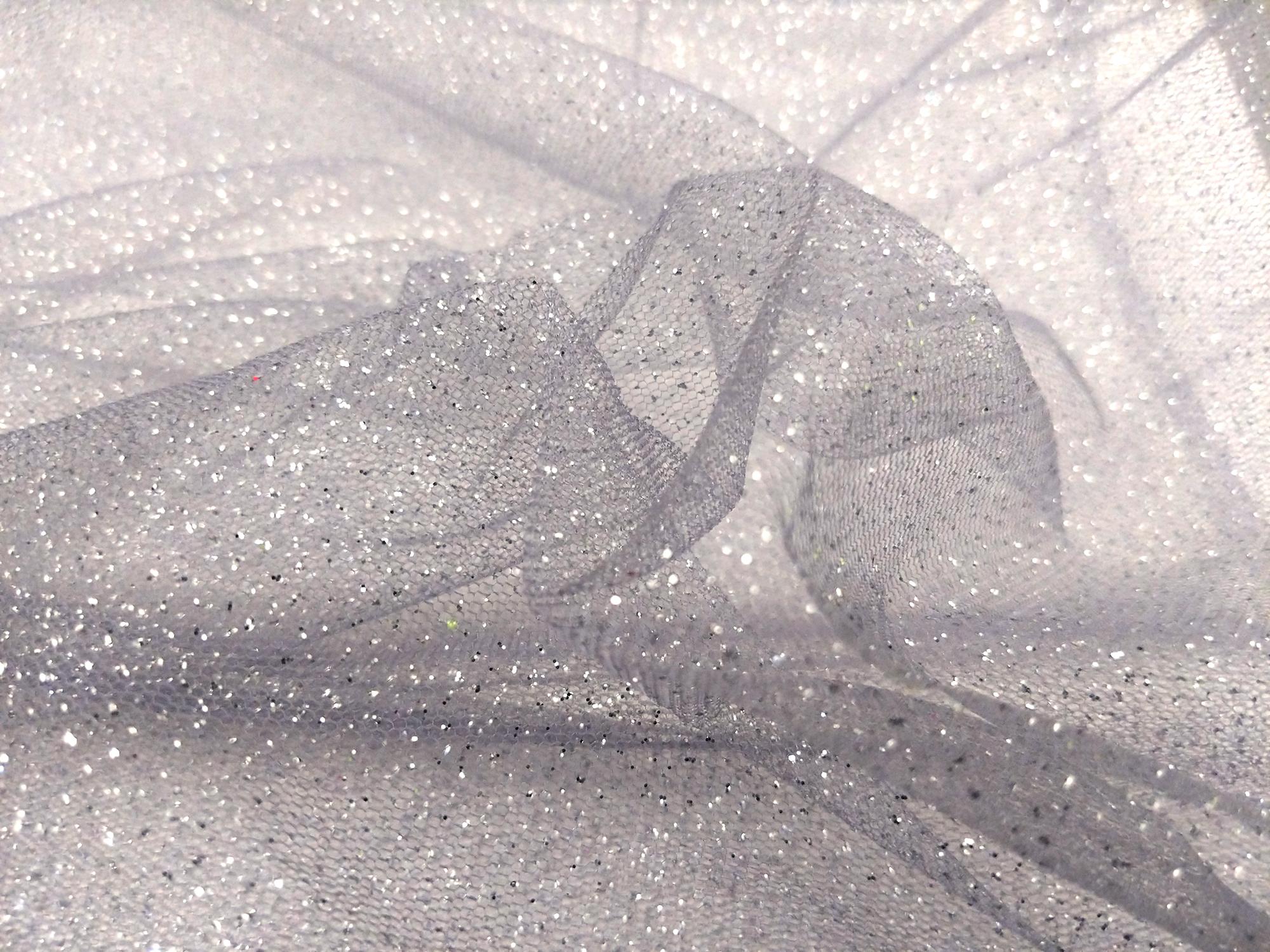 Glitter Tulle In Steel