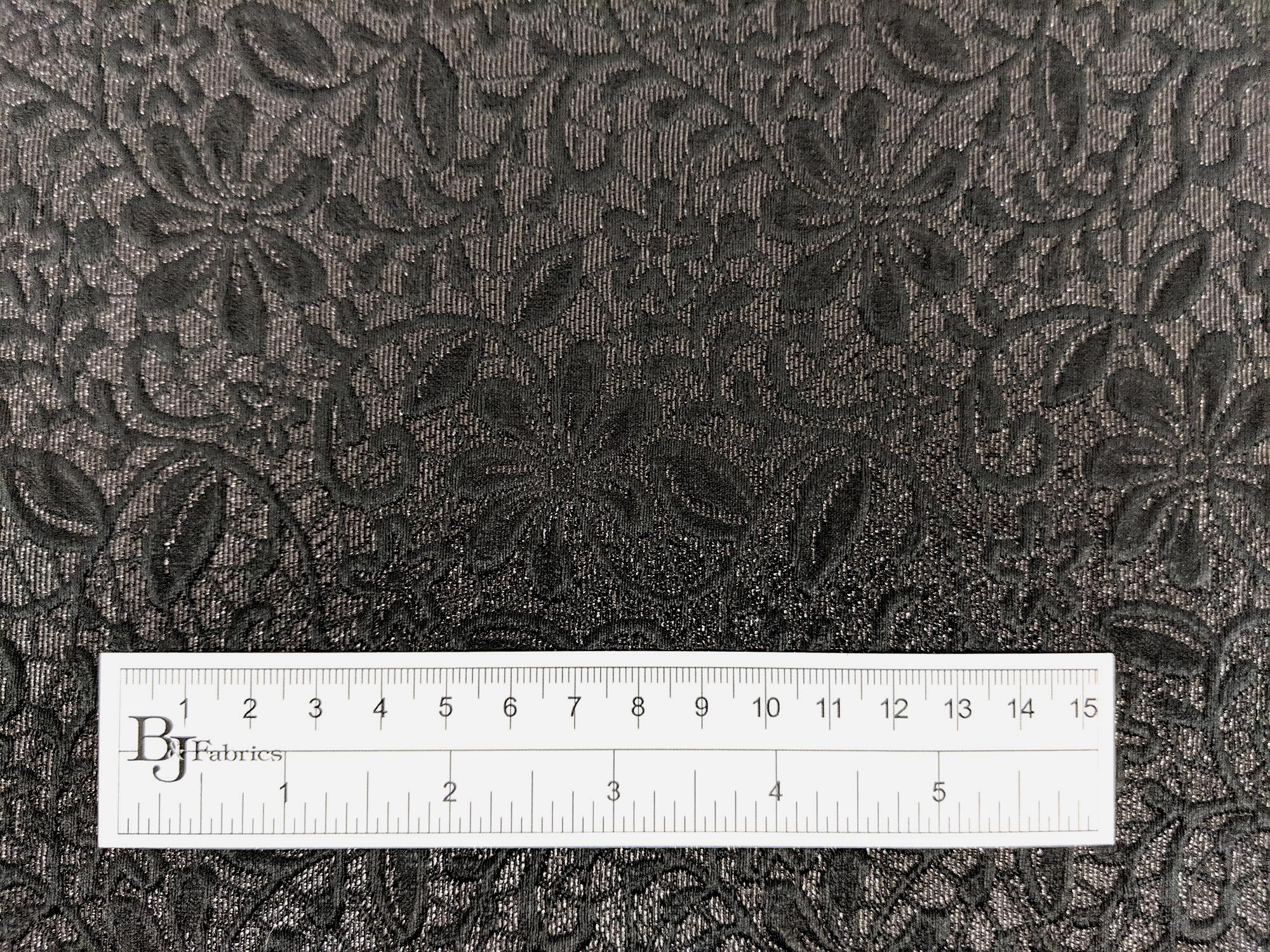 Swiss Silk and Polyester Blend Metallic Brocade with Floral Motifs