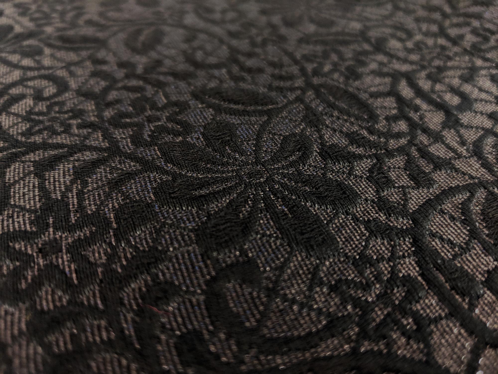 Swiss Silk and Polyester Blend Metallic Brocade with Floral Motifs