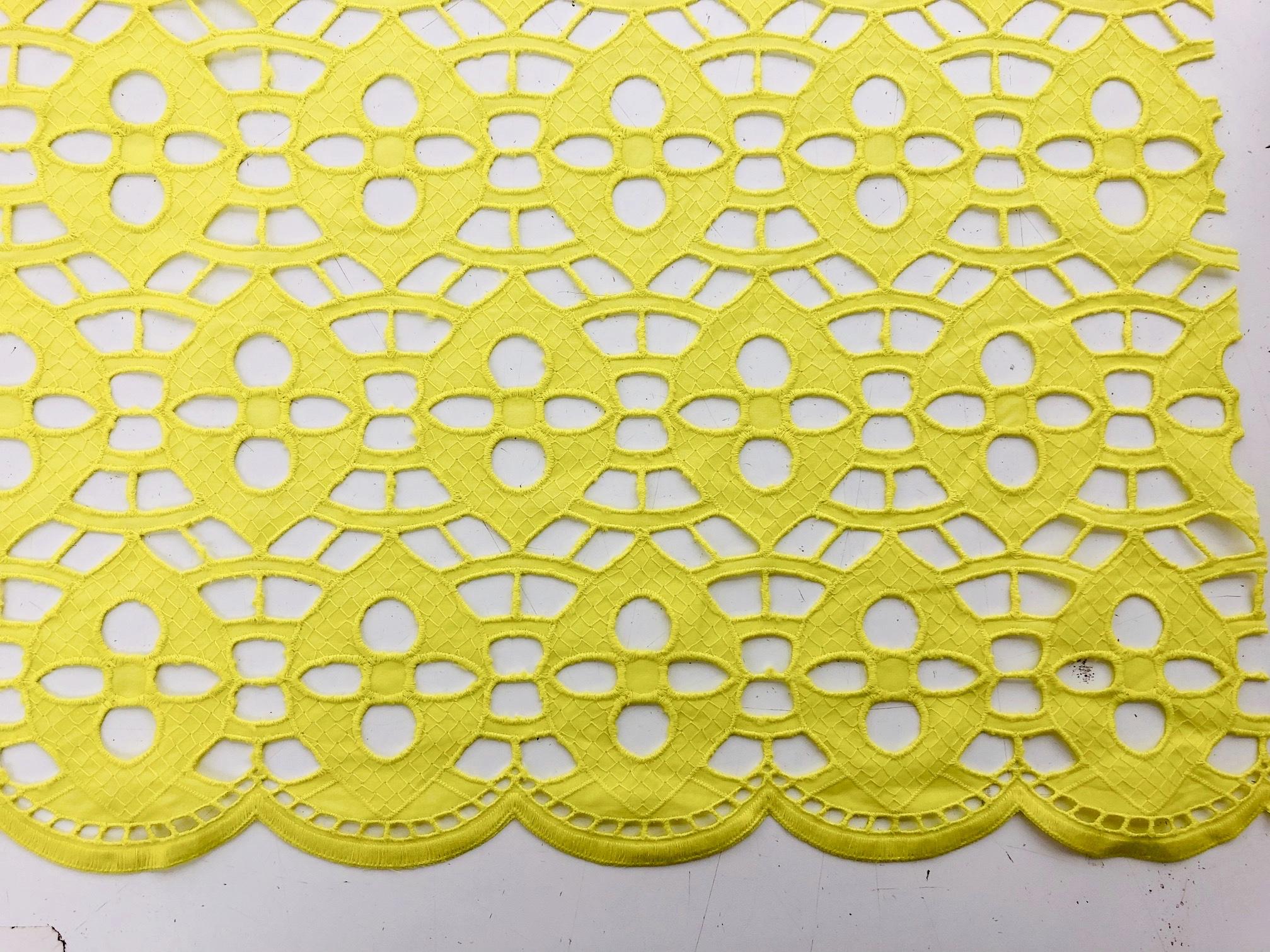 Custom Made Cotton Eyelet in Neon Yellow