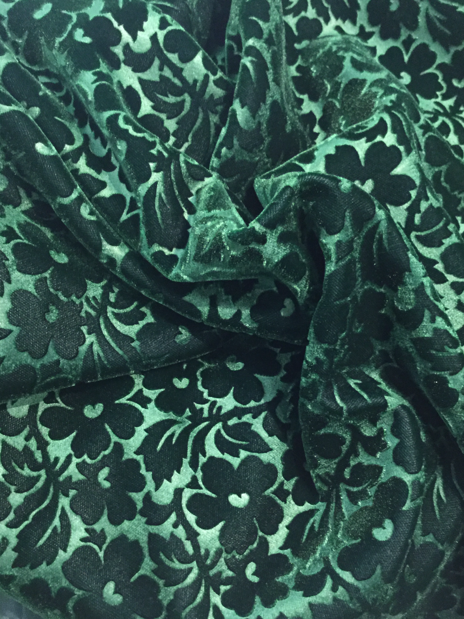 Acetate and Rayon Embossed Velvet in Spruce