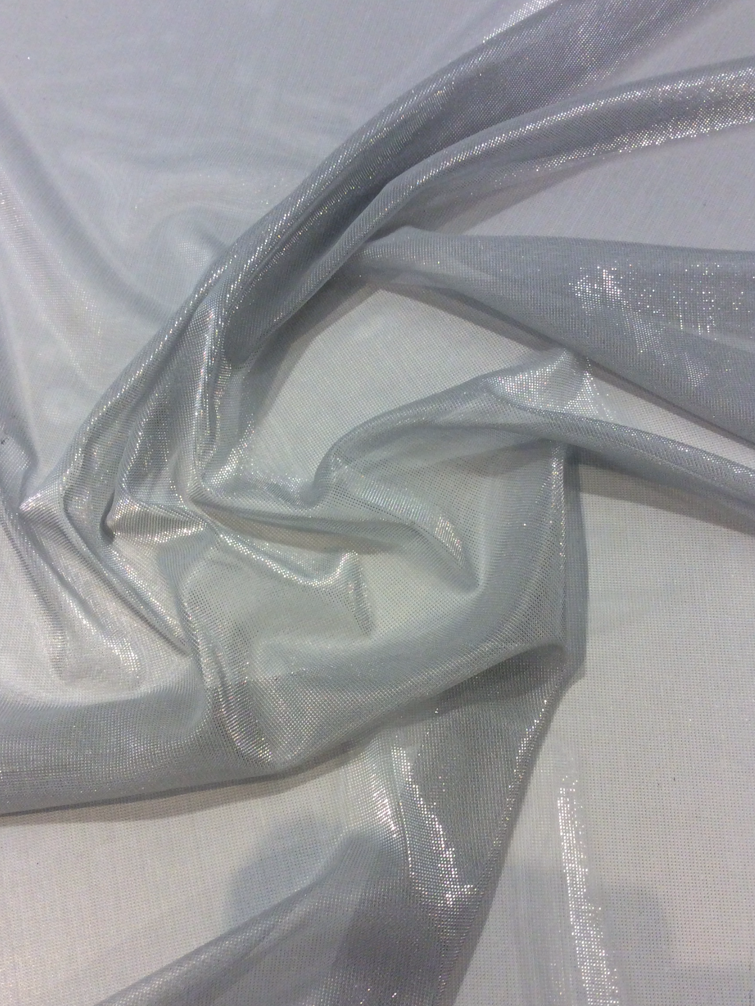 Sheer Iridescent Metallic Knit in White and Silver