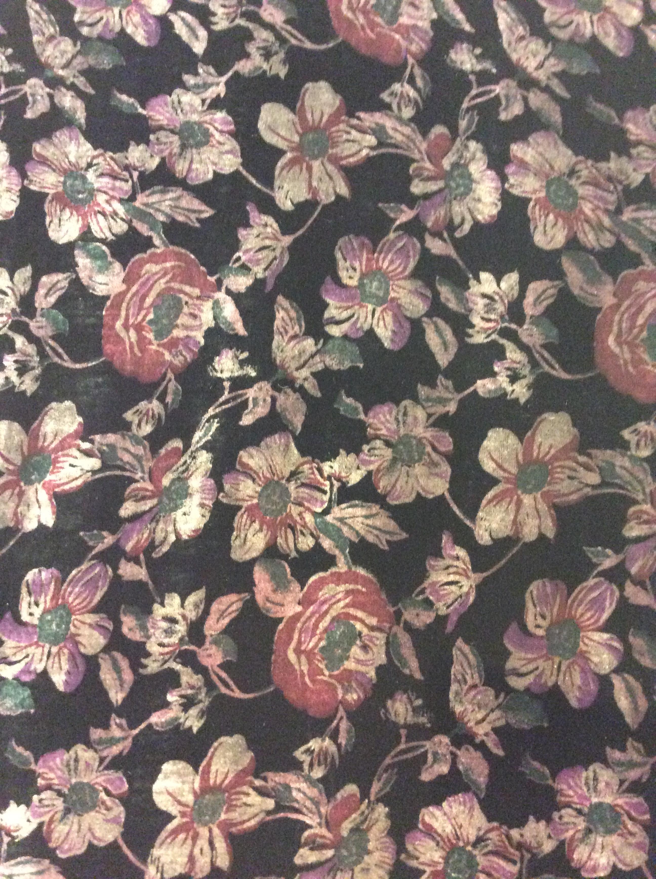 Printed Silk Rayon Velvet in Black/Rose
