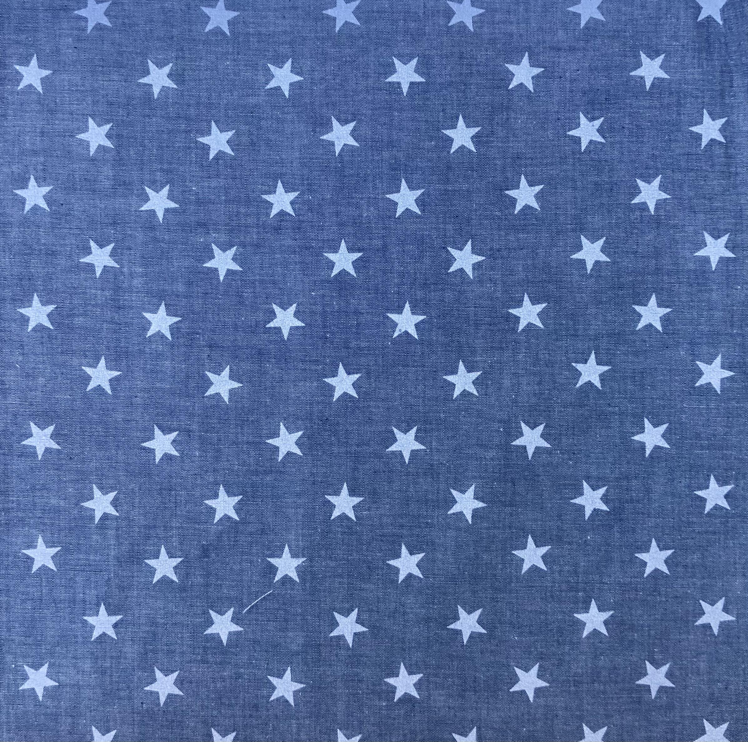 Cotton Denim Printed Star in Blue