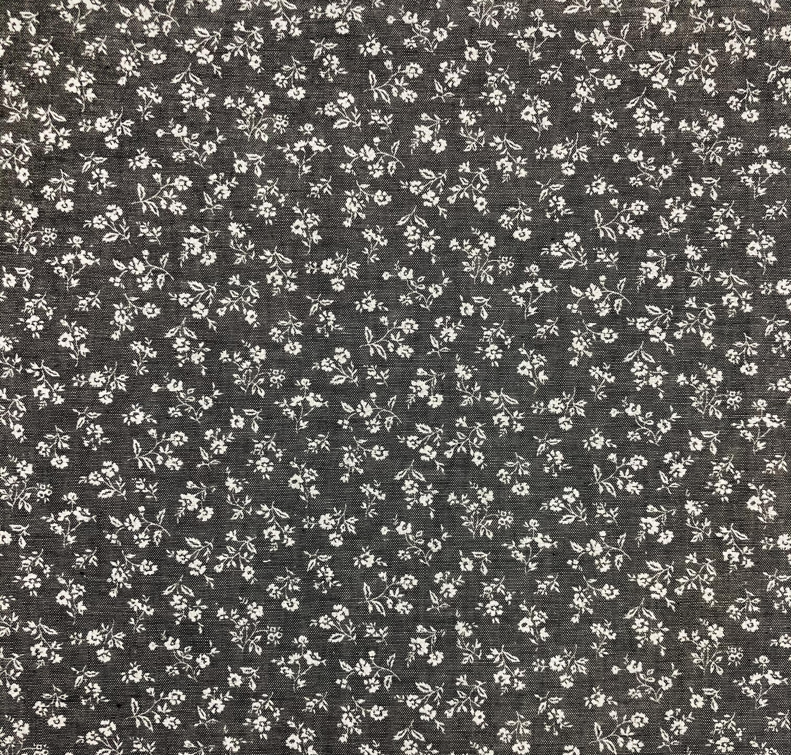 Cotton Denim Printed Floral in Black
