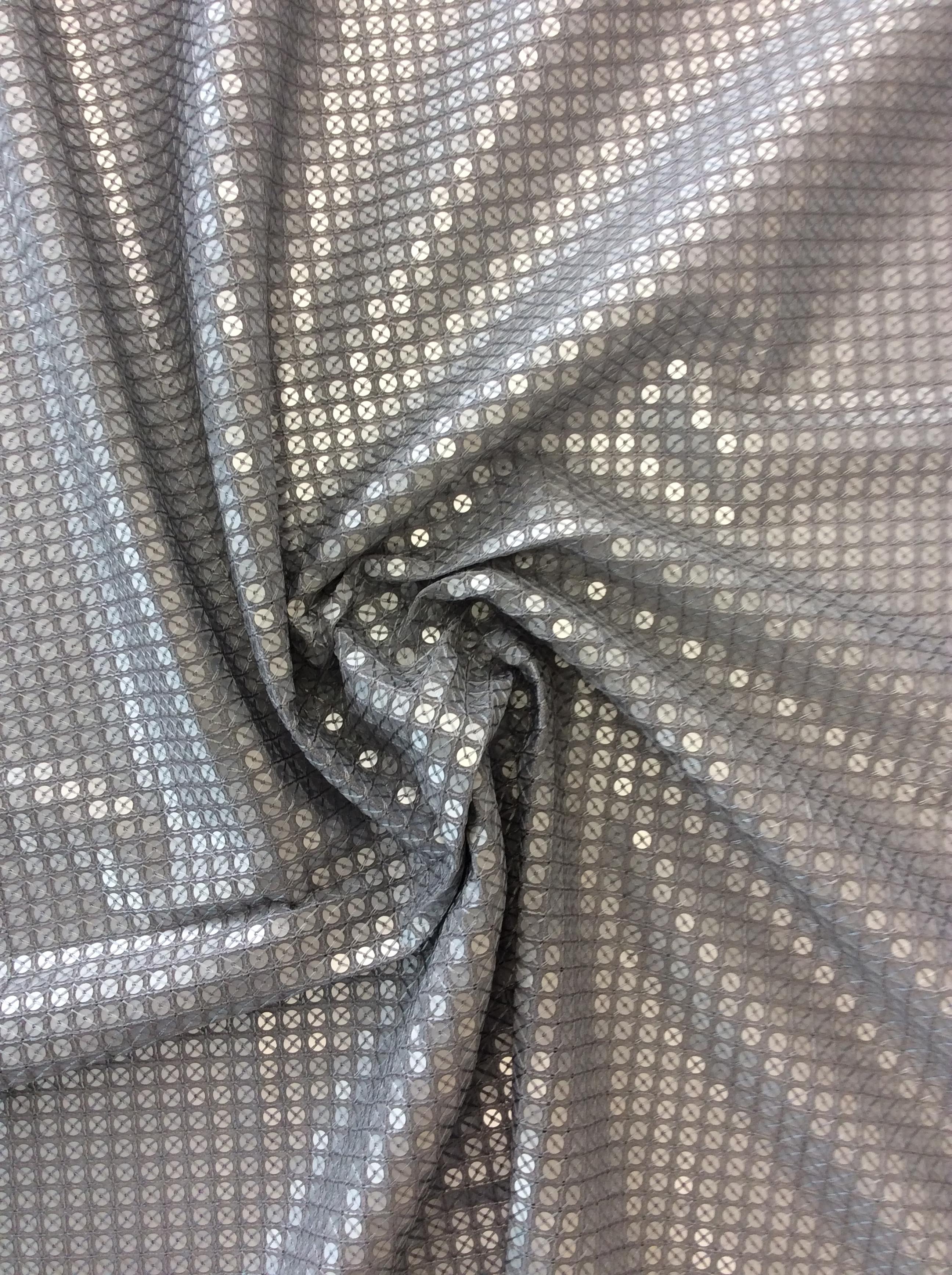 Matte Sequins on Polyester Chiffon in Silver