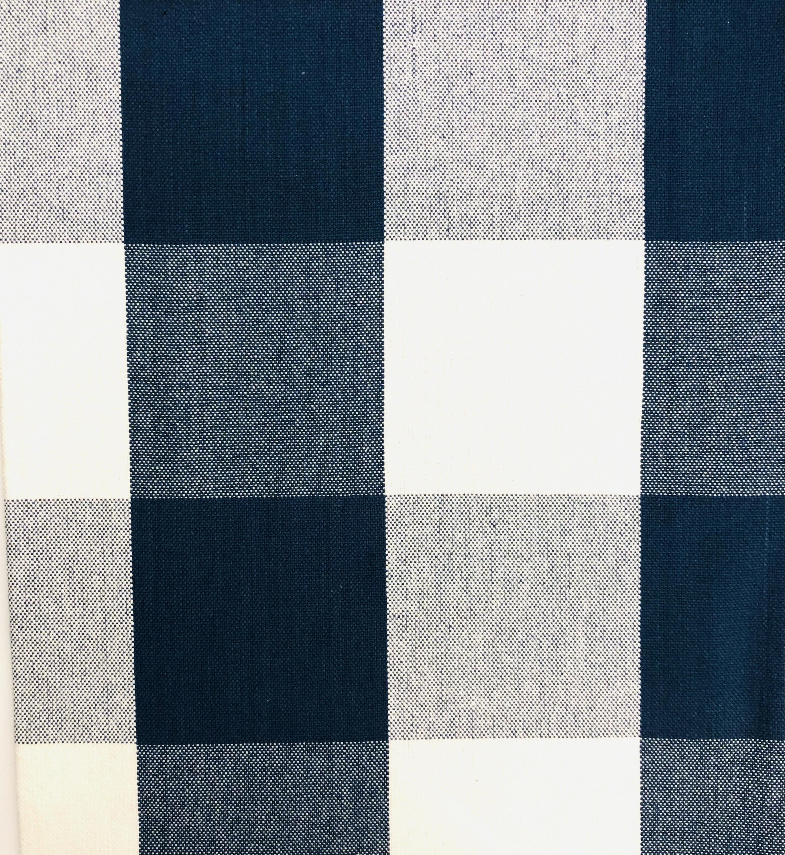 Large Cotton Canvas Upholstery Check in Harbor