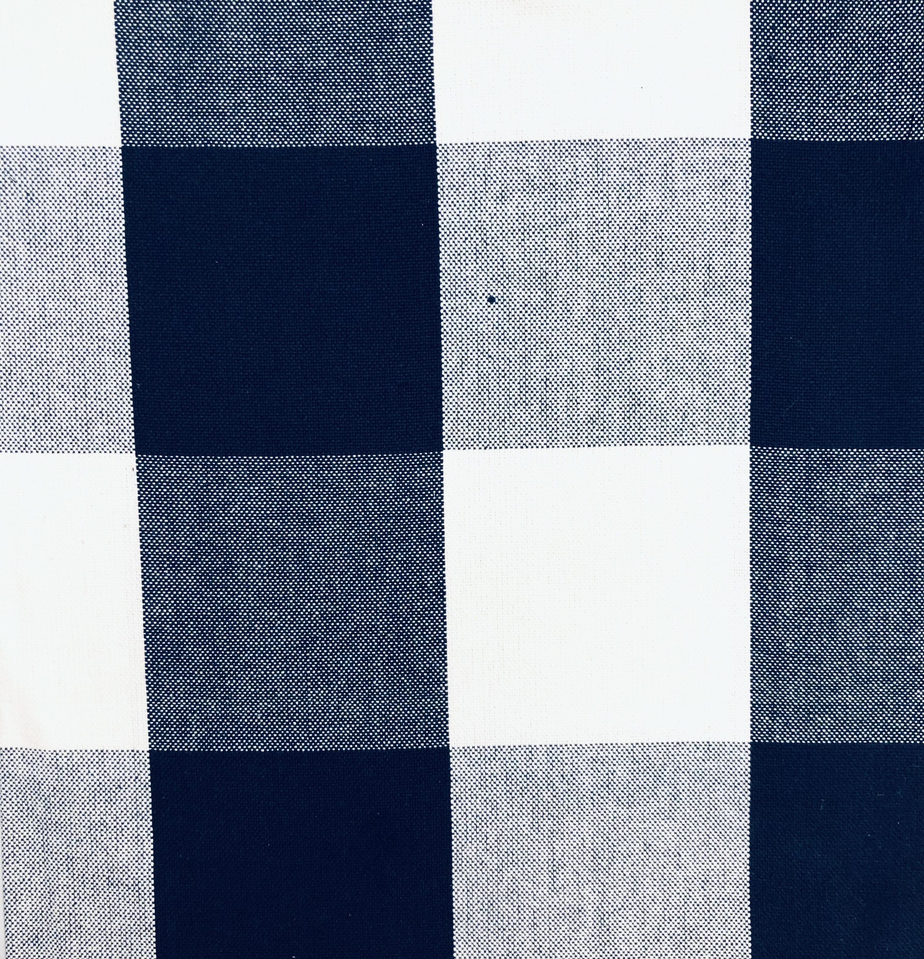 Large Cotton Canvas Upholstery Check in Ink