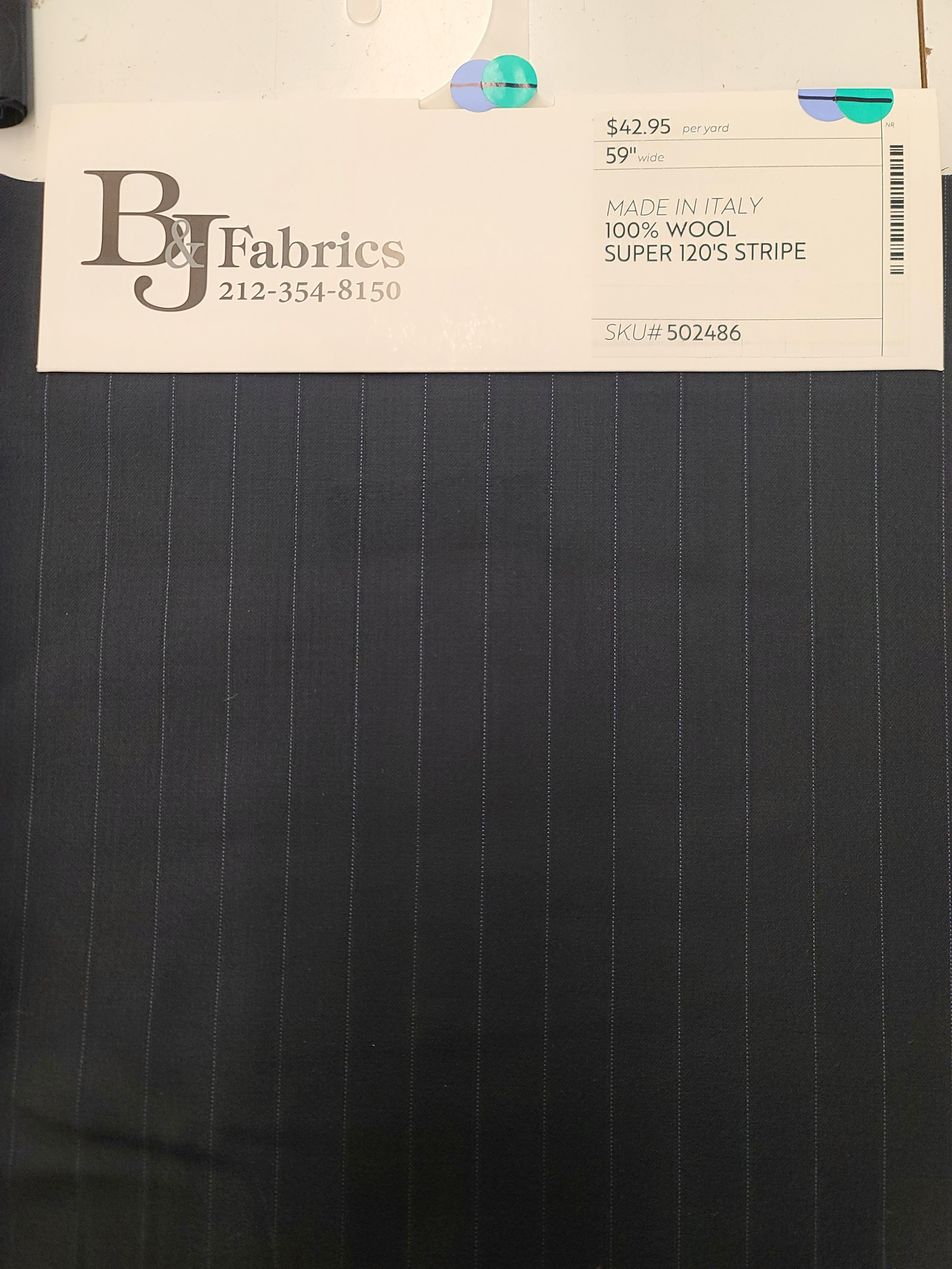 Made In Italy 100% Wool Super 120'S Stripe