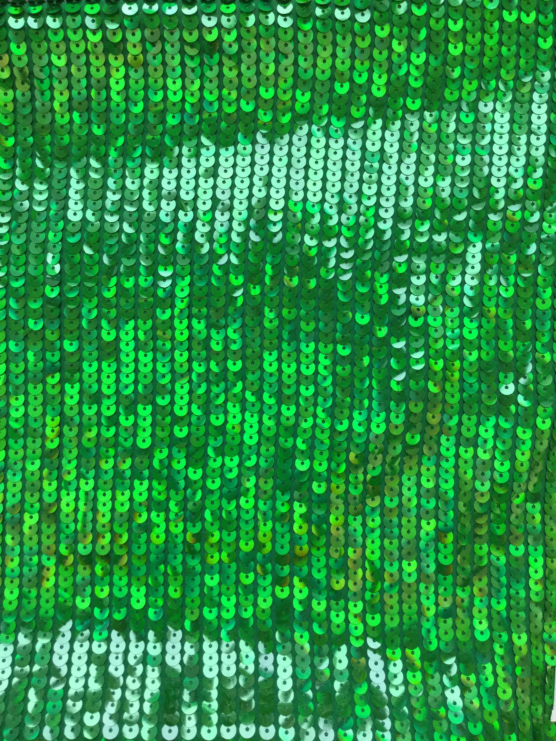 Hologram Sequins on Polyester Chiffon in Green