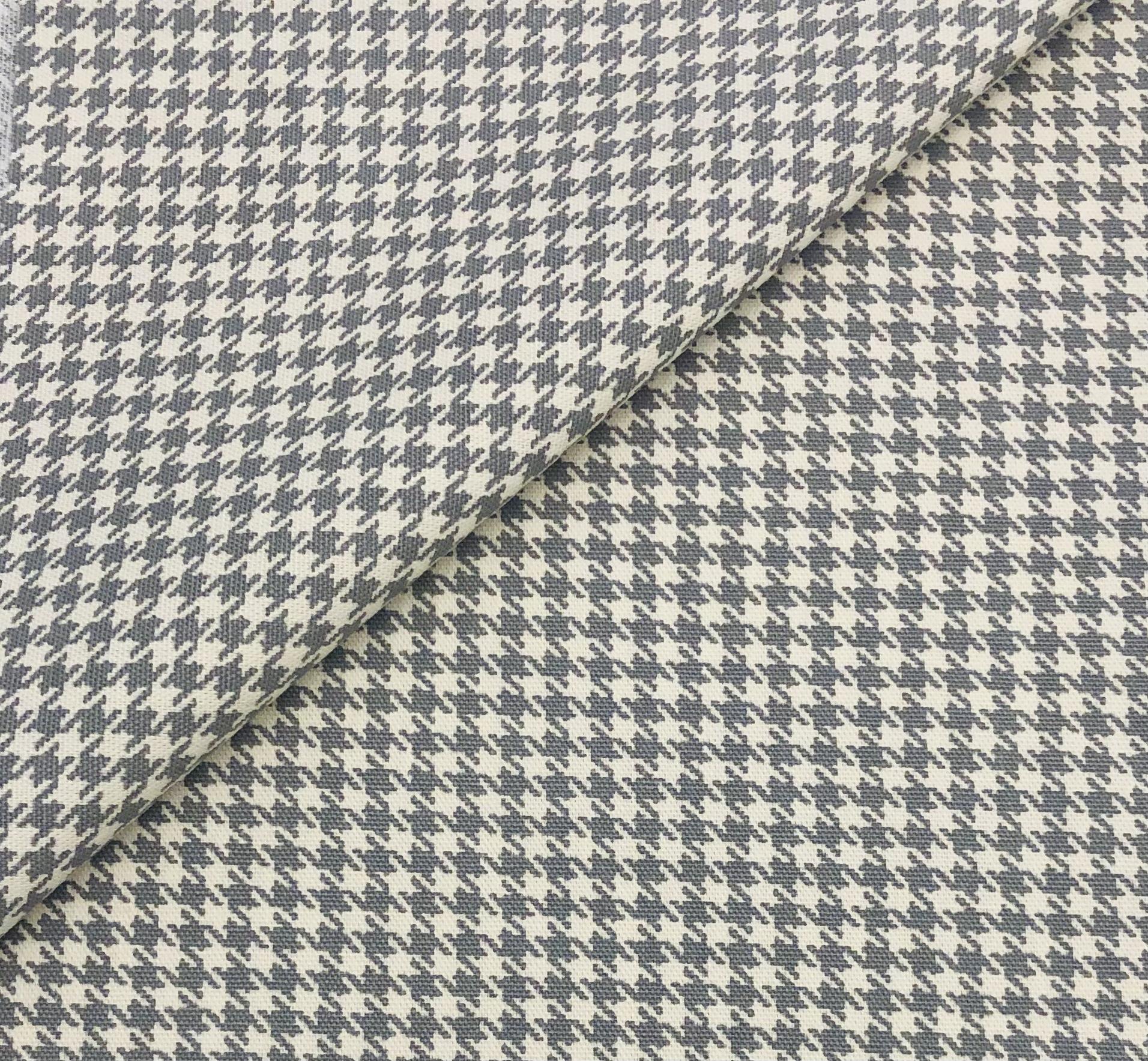 Cotton Printed Houndstooth in Slate