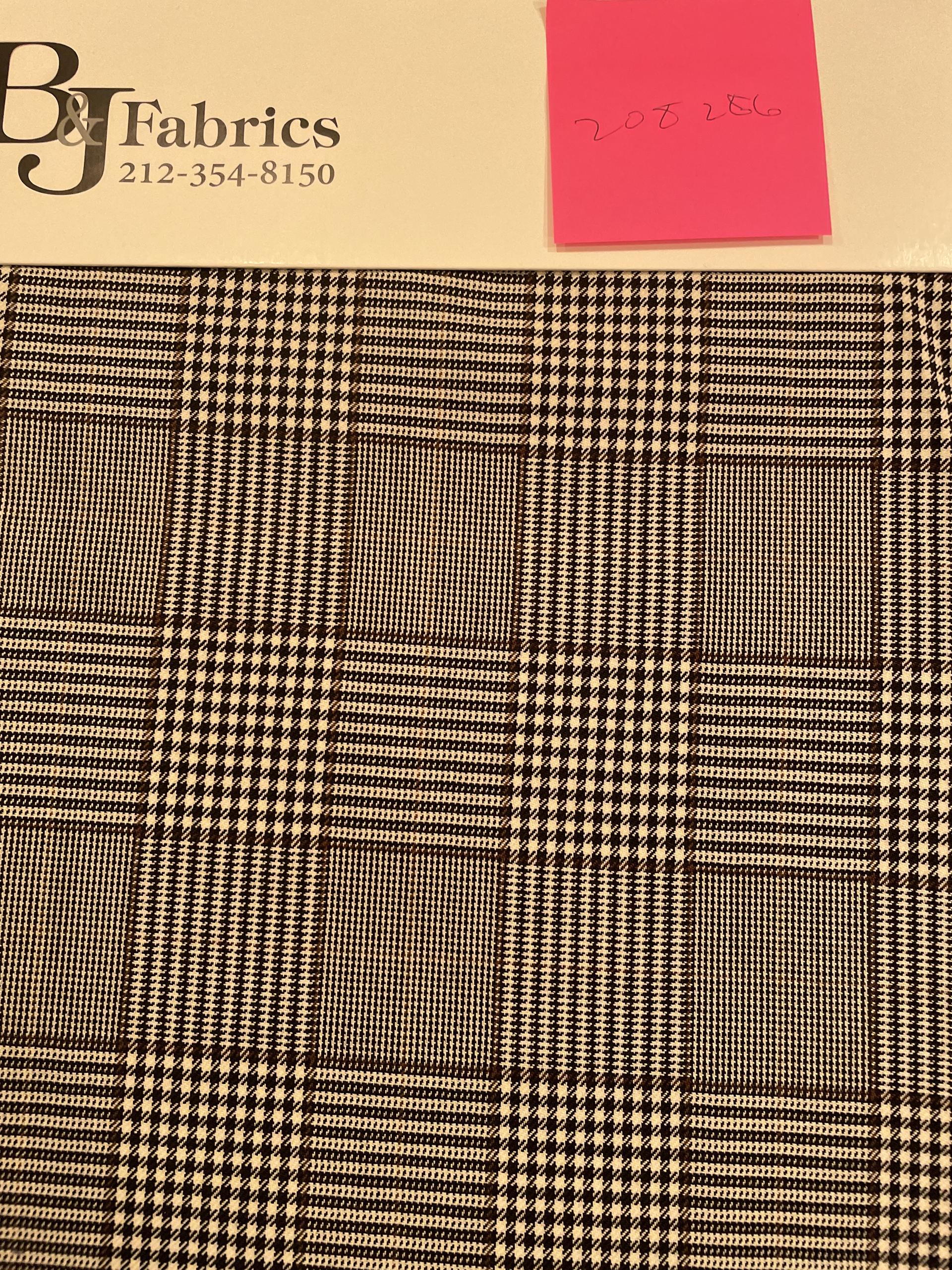 Made in Italy Calvin Klein Wool/Silk Double-Faced Glen Plaid in Brown/Black/White