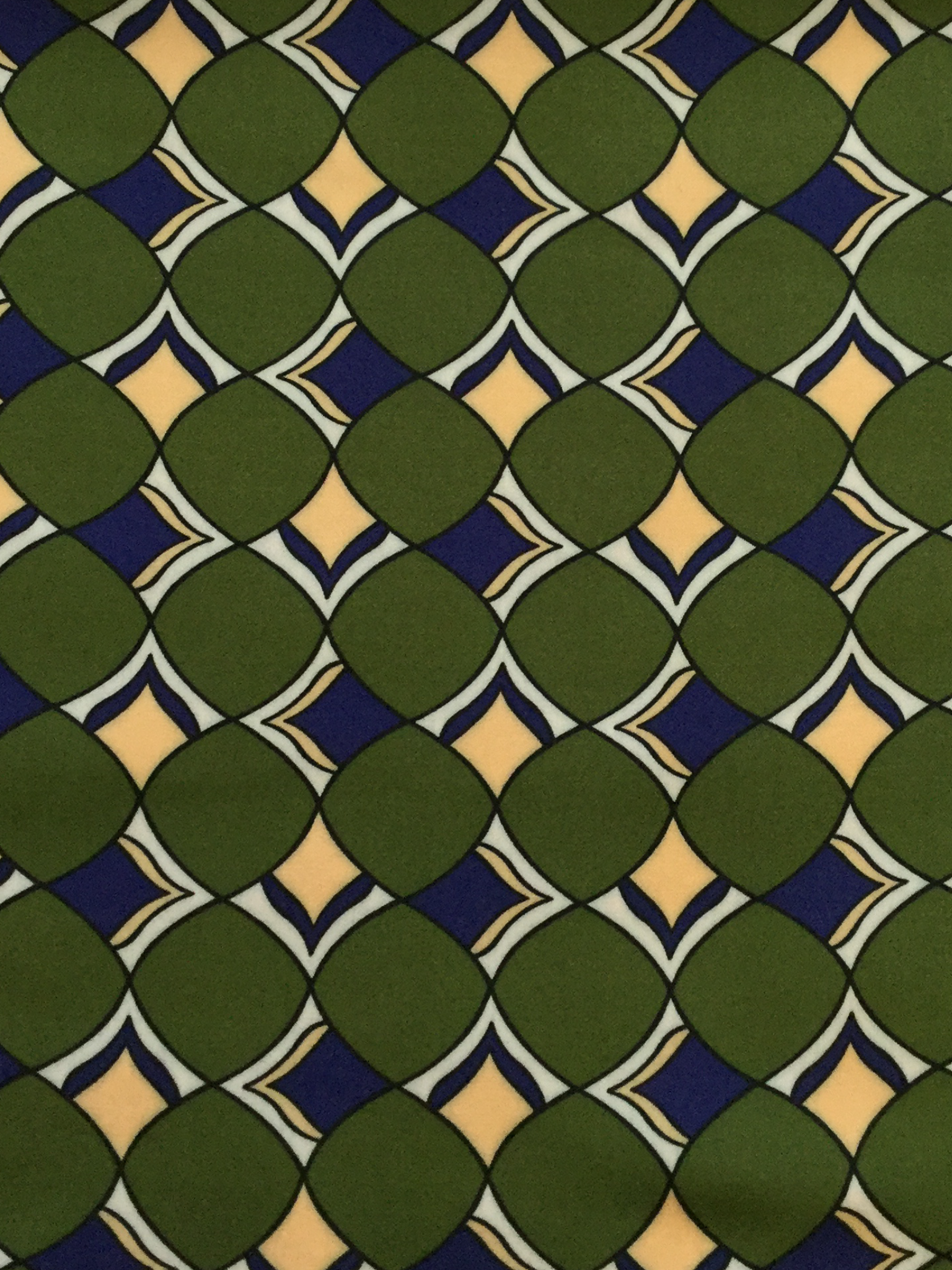 Italian Viscose Sateen Challis Pine Green/ Navy/ Yellow