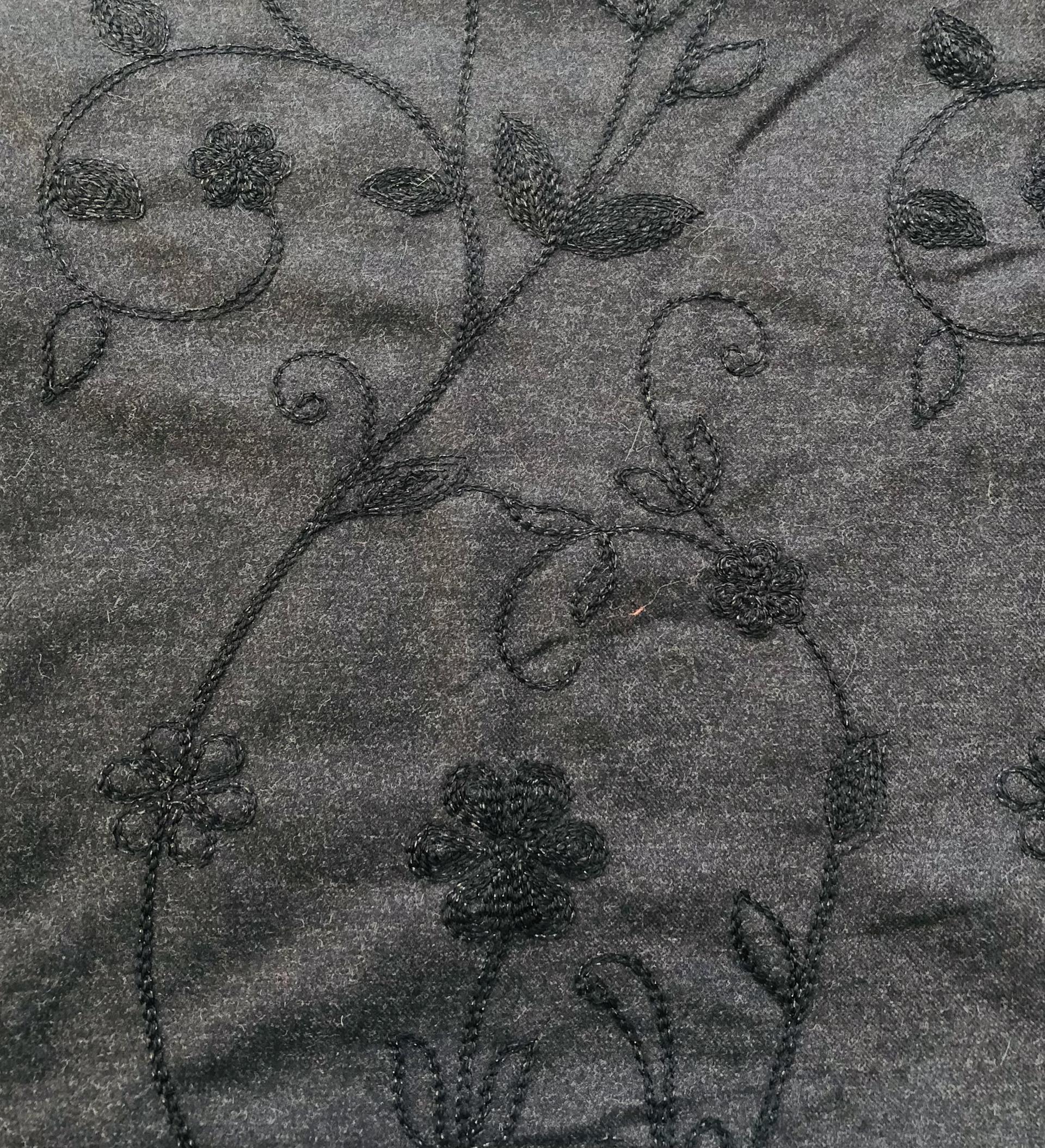 Made in Italy 100% Wool Flannel with Floral Embroidery