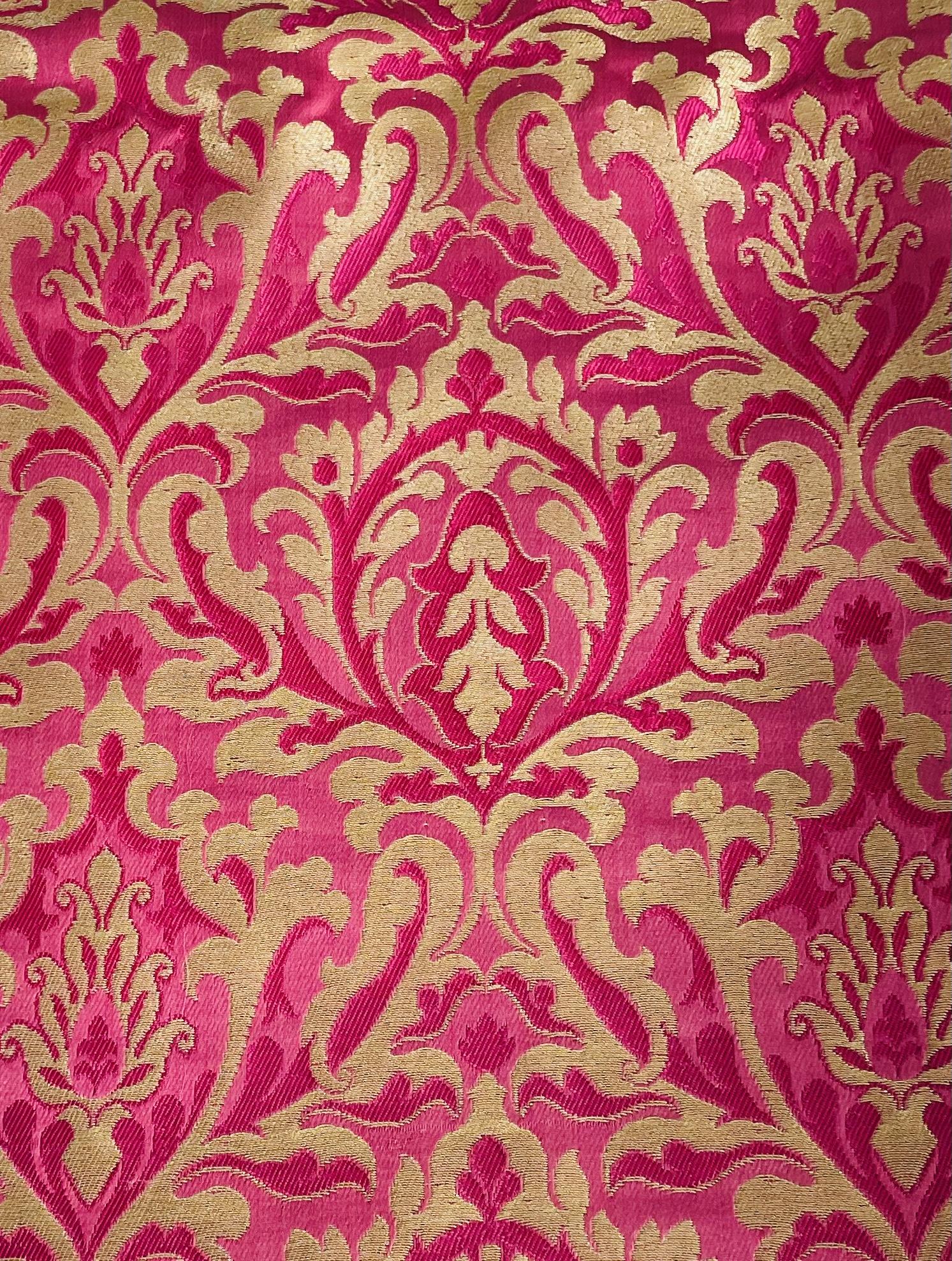 Metallic Brocade in Pink and Gold Baroque Design