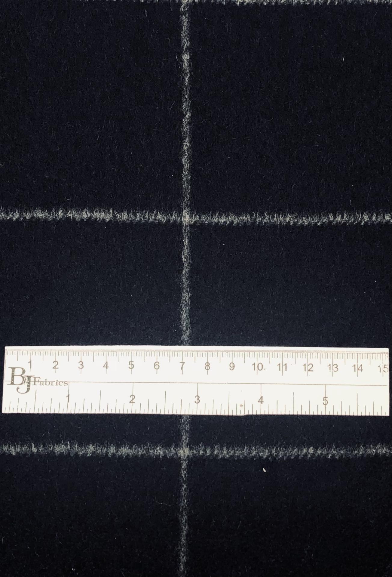 Italian Cashmere Windowpane Double face Coating in Navy