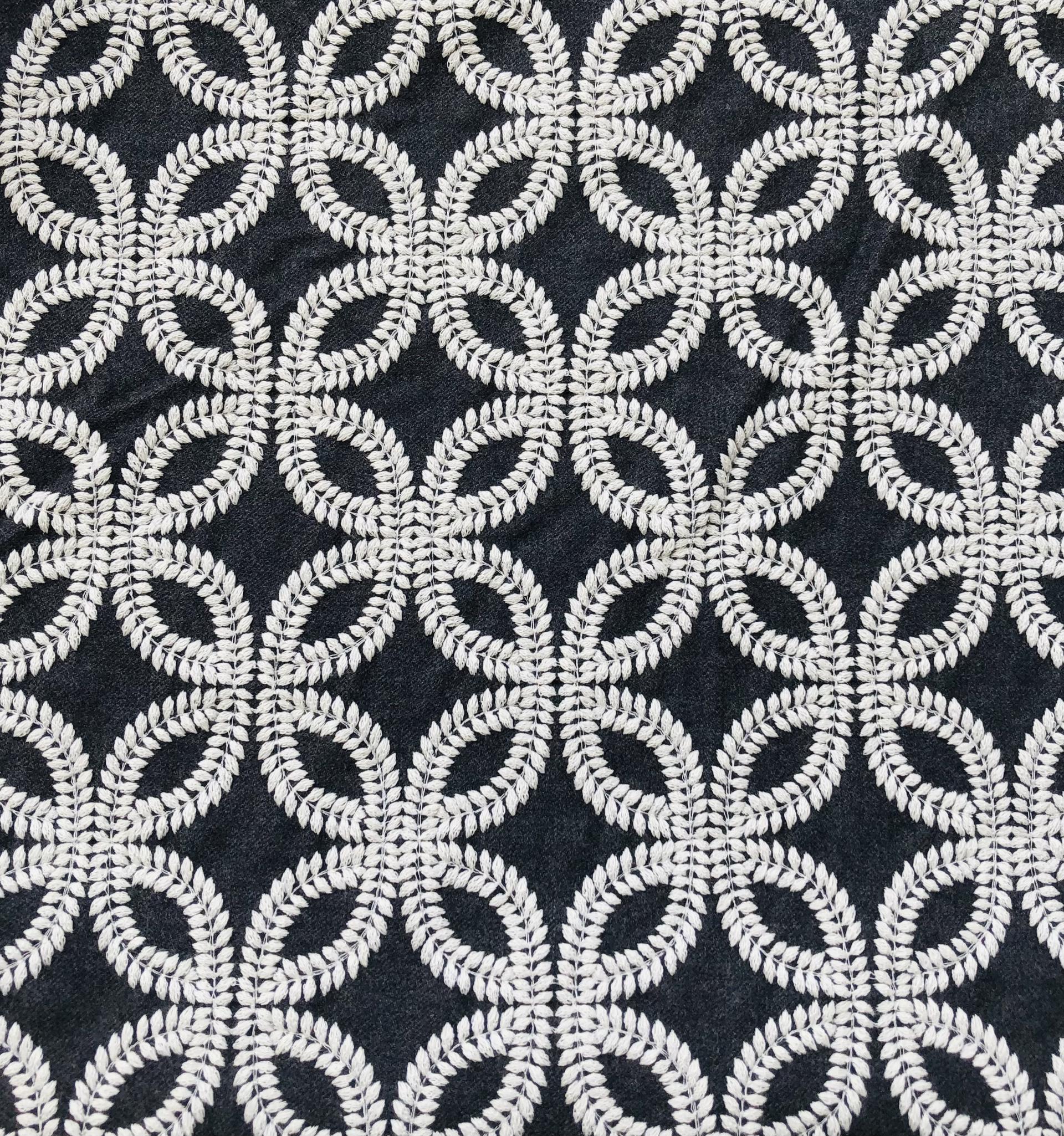 Made in Italy Embroidered Wool in a Leaf Geometric Pattern