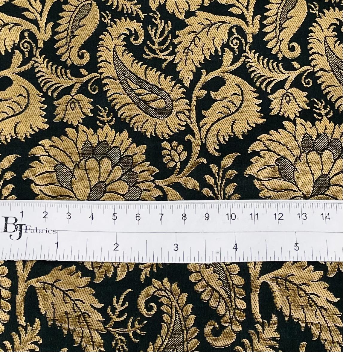 Metallic Brocade in Navy and Gold Floral/Paisley