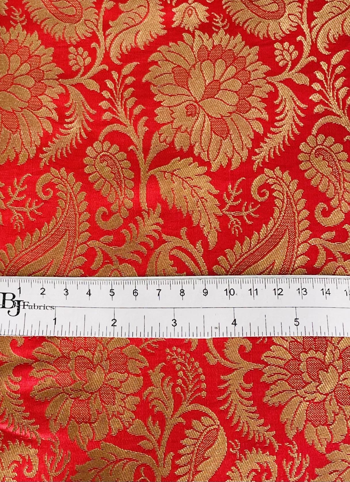 Metallic Brocade in Red and Gold Floral/Paisley