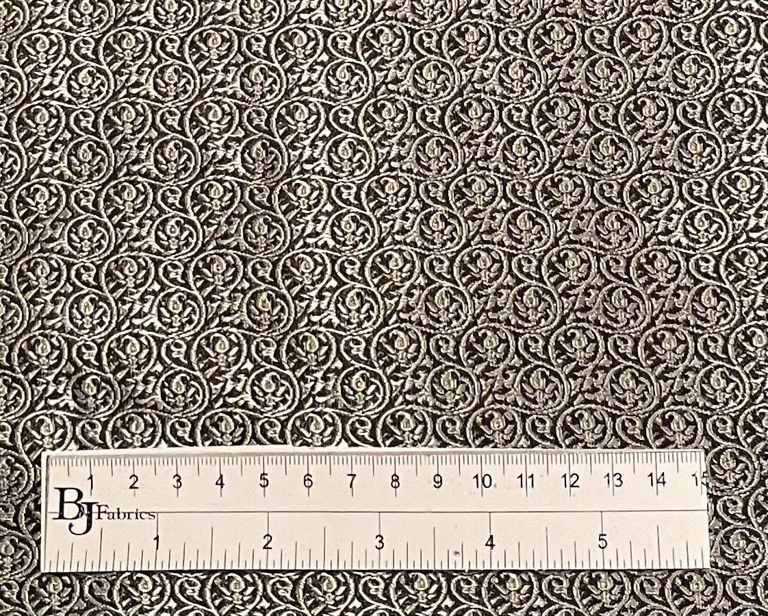Silk Metallic Brocade in Black/Silver