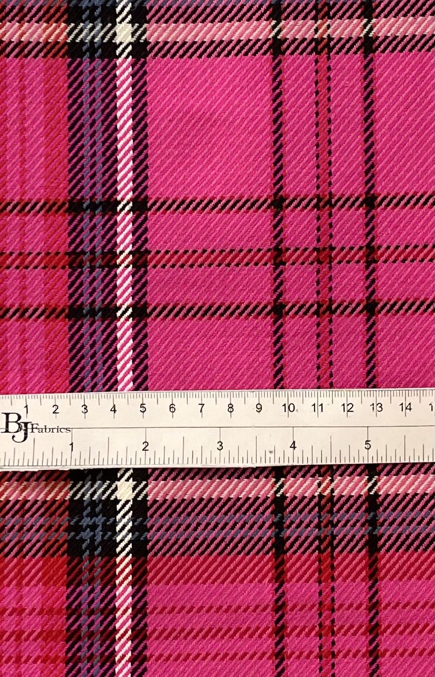 Italian Wool Cotton Tartan Plaid in Fuschia