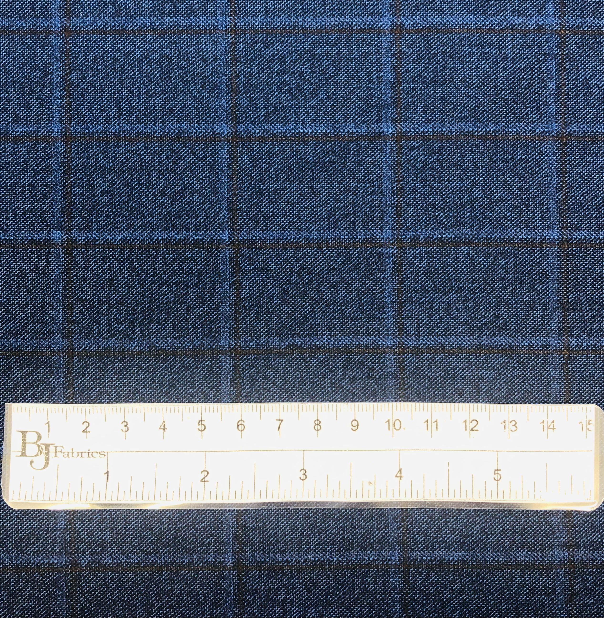 Italian Wool Window Pane in Blue