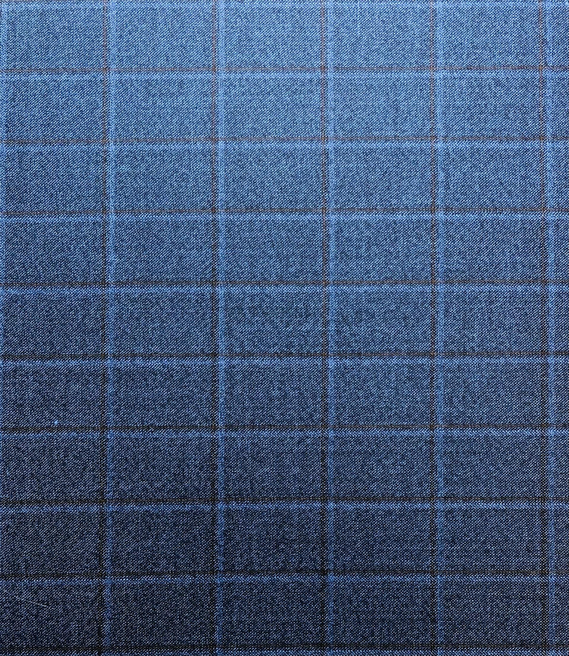 Italian Wool Window Pane in Blue