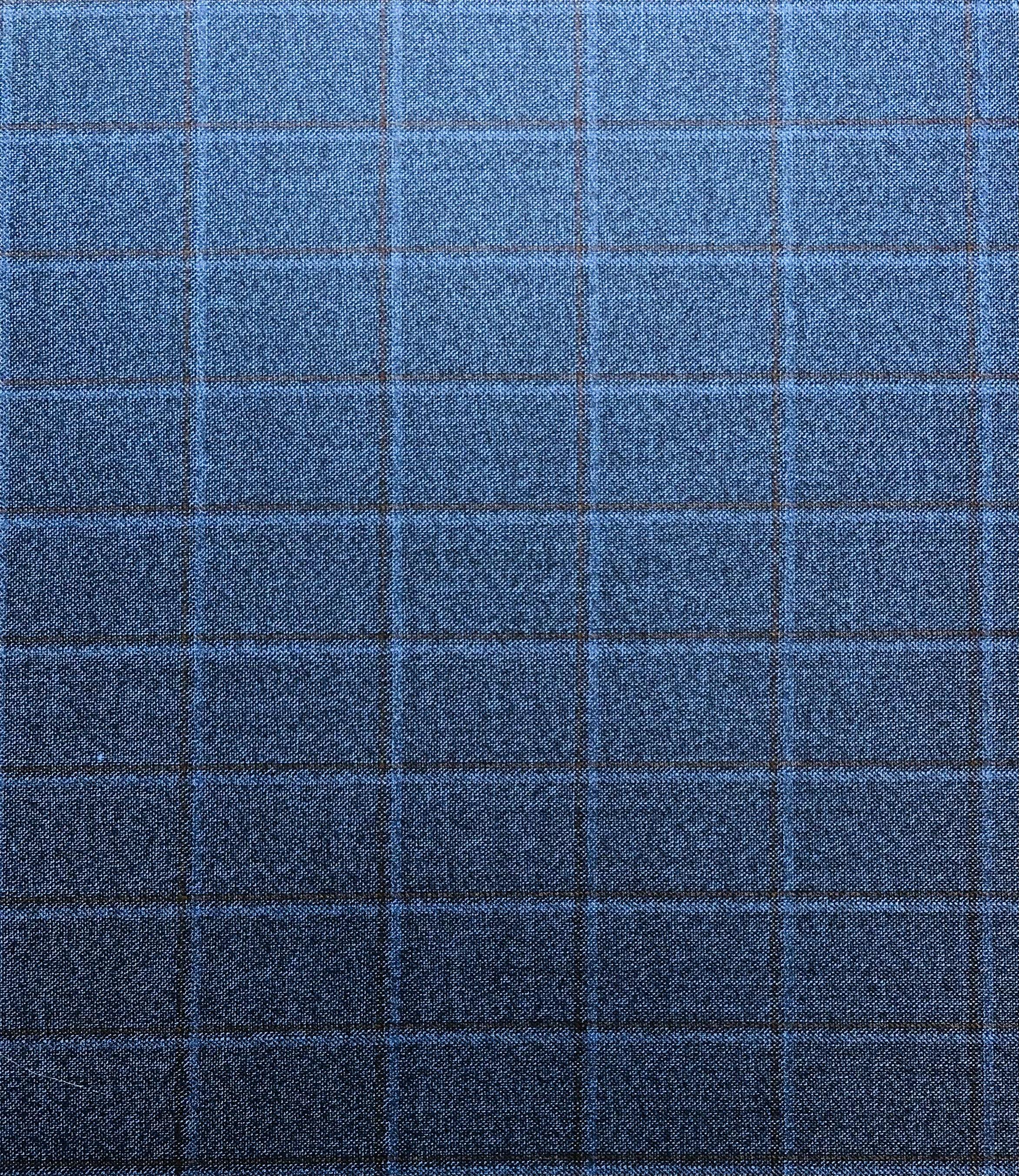 Italian Wool Window Pane in Blue
